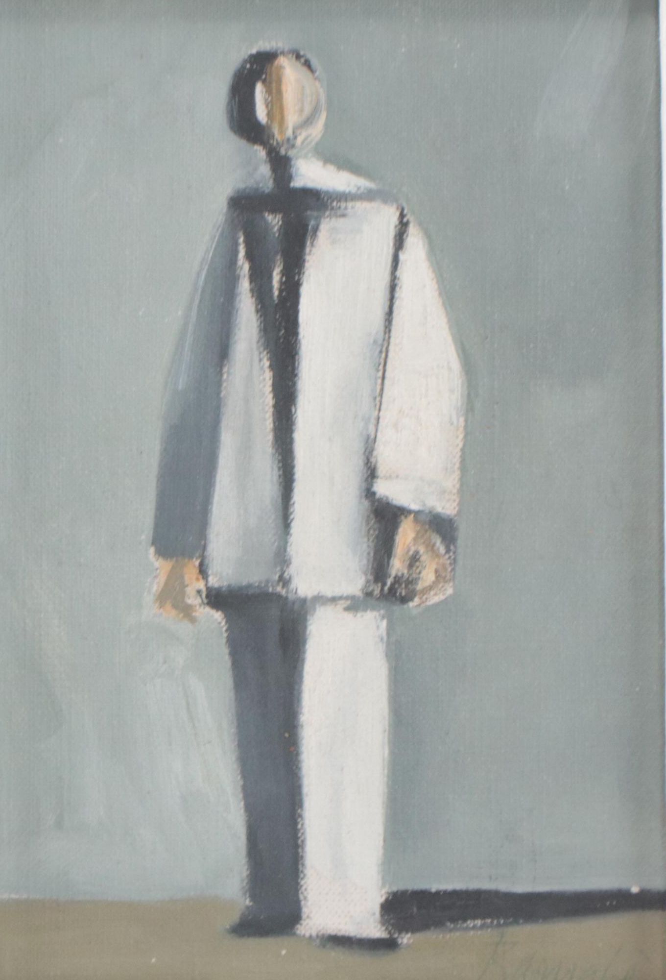 Duilio Barnabè Abstracted Oil Painting of Anonymous Figure in Suit