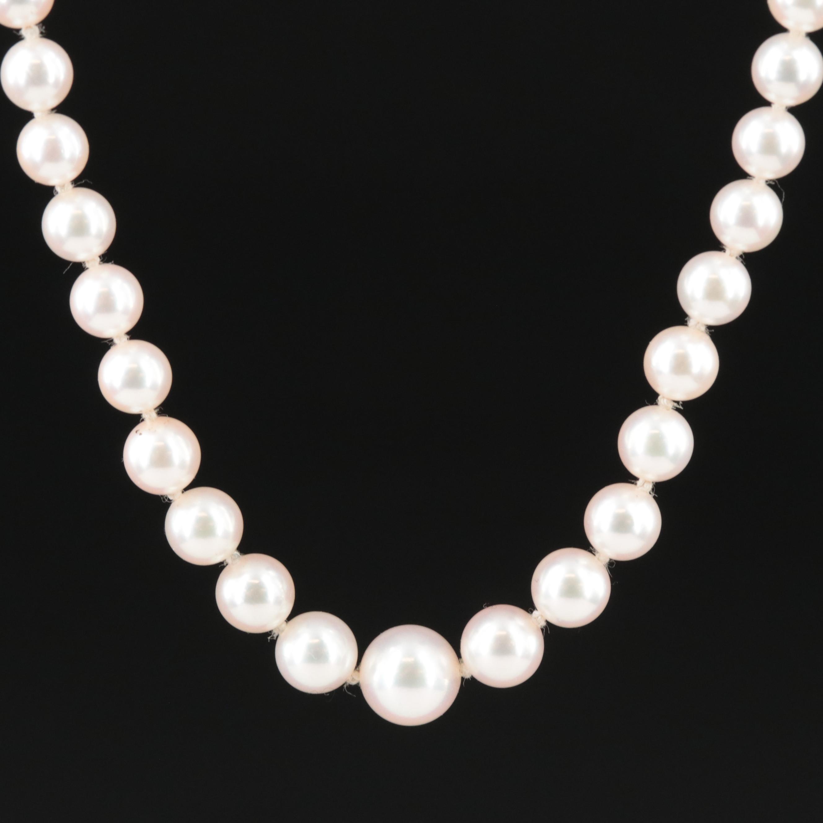 Mikimoto Graduated Pearl Necklace with Sterling Clasp