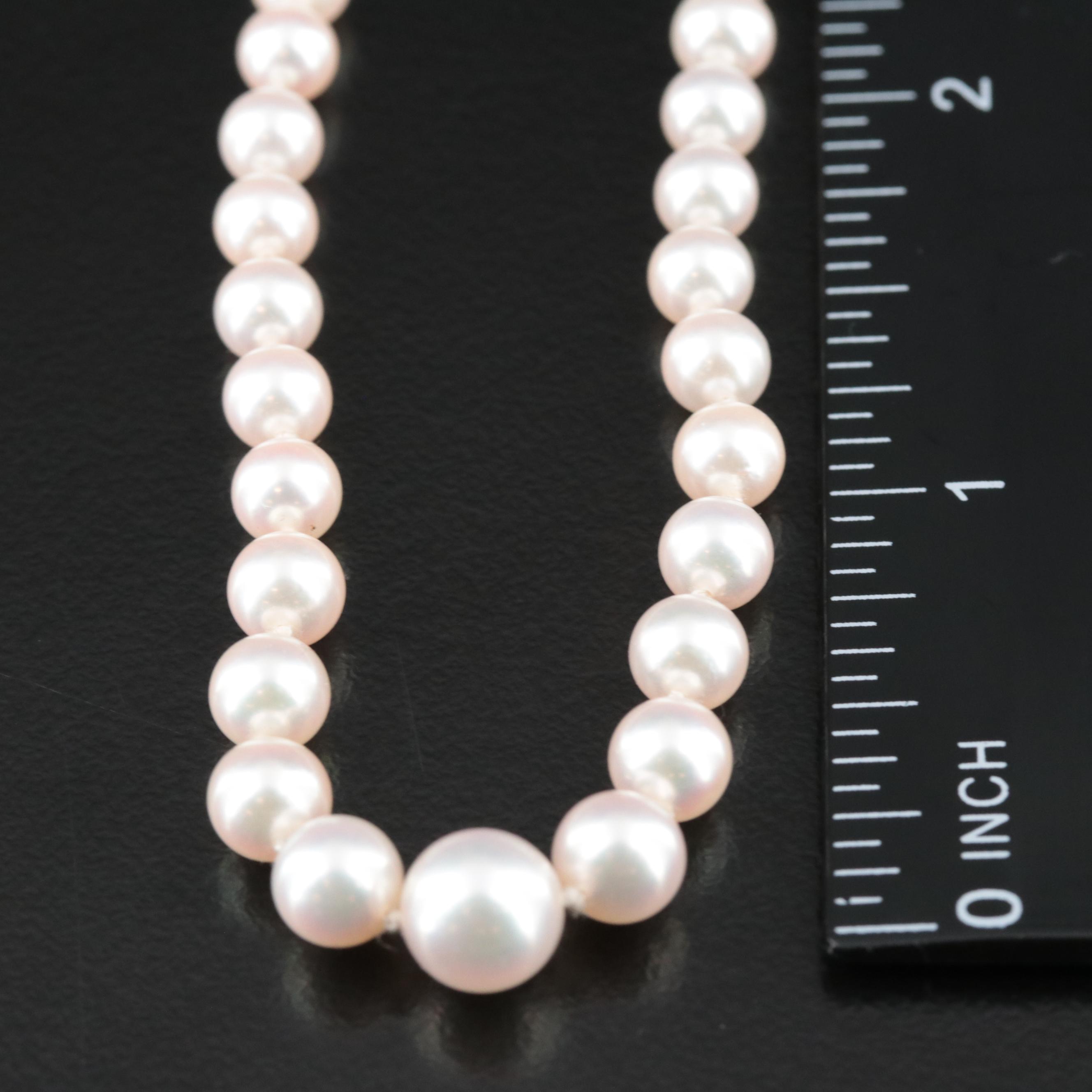 Mikimoto Graduated Pearl Necklace with Sterling Clasp