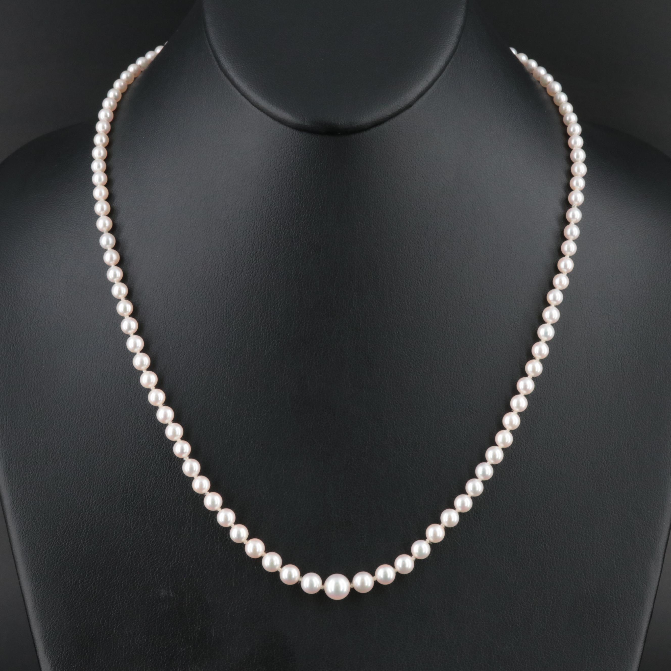 Mikimoto Graduated Pearl Necklace with Sterling Clasp