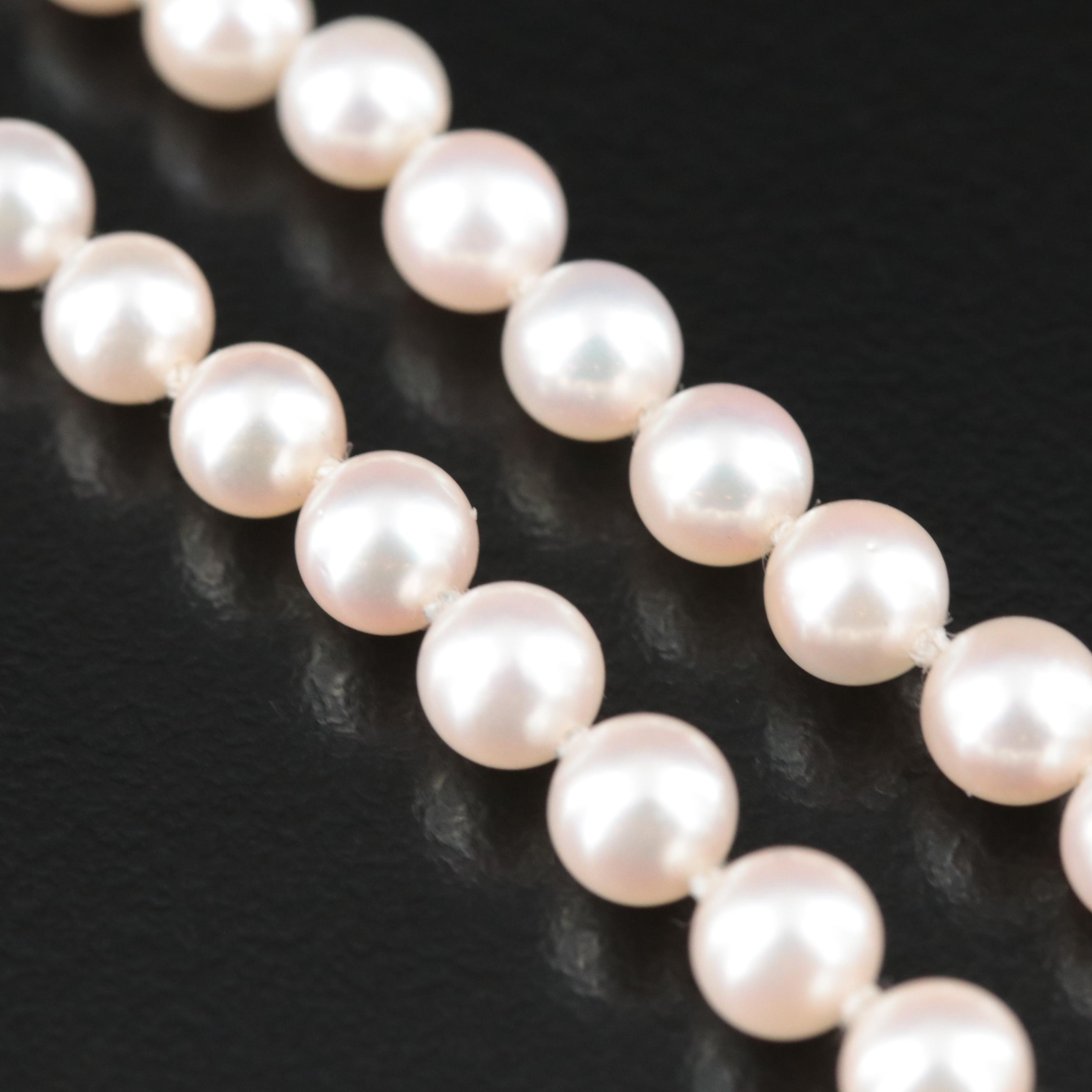 Mikimoto Graduated Pearl Necklace with Sterling Clasp