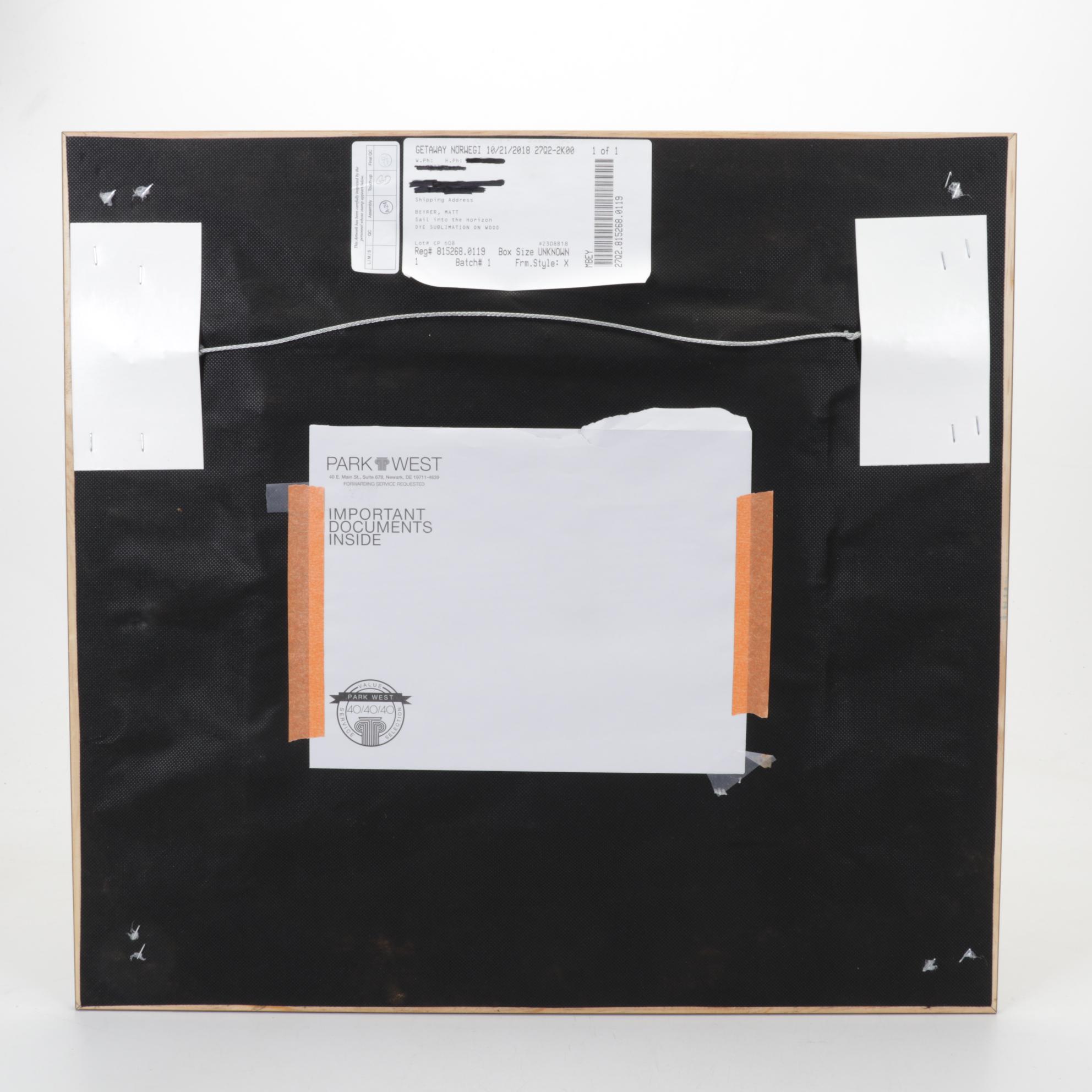 Matt Beyrer Dye Sublimation Print on Wood "Sail Into the Horizon," 2017