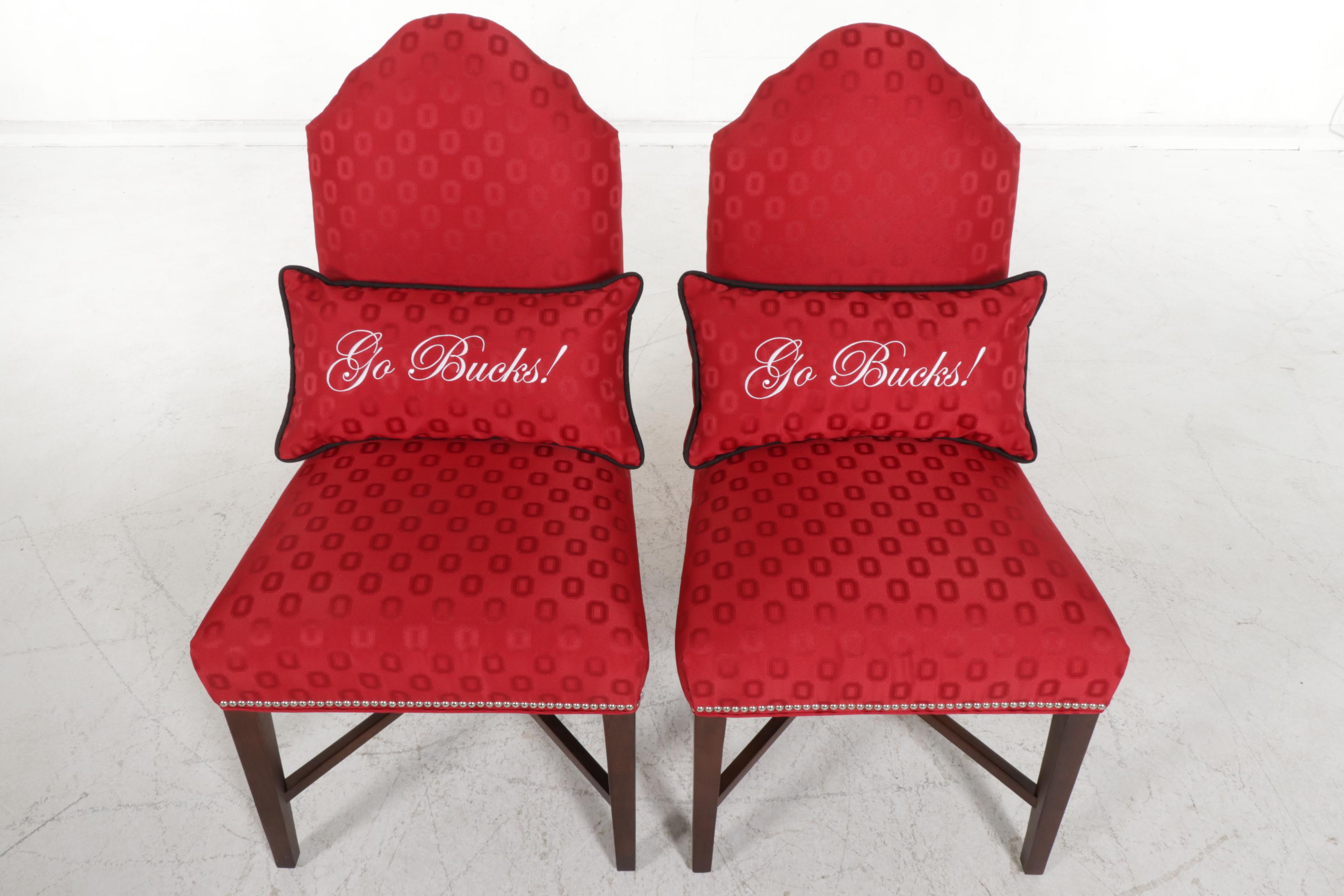 Pair of Alma Mater Designs Ohio State University Upholstered Side Chairs
