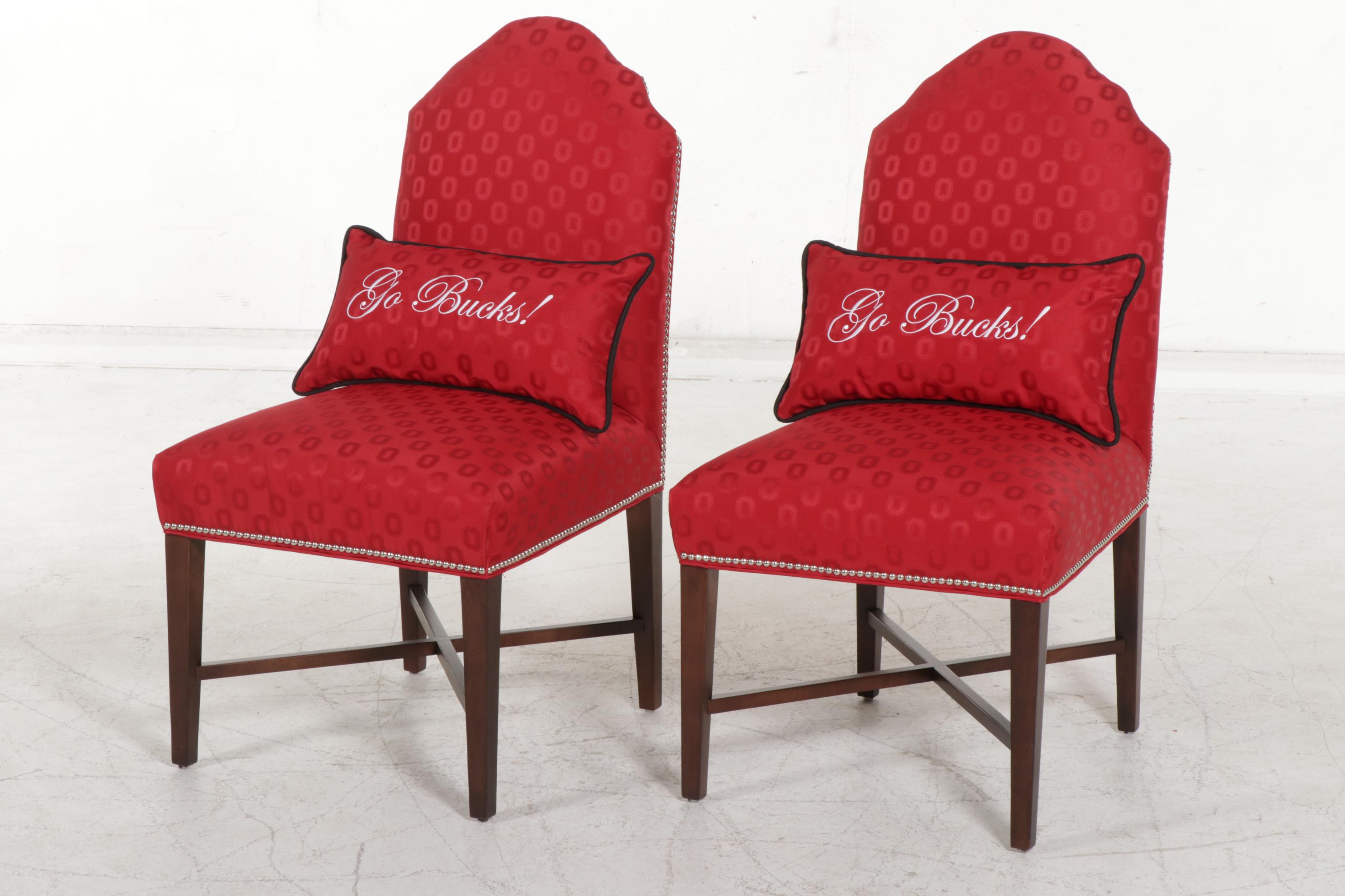 Pair of Alma Mater Designs Ohio State University Upholstered Side Chairs