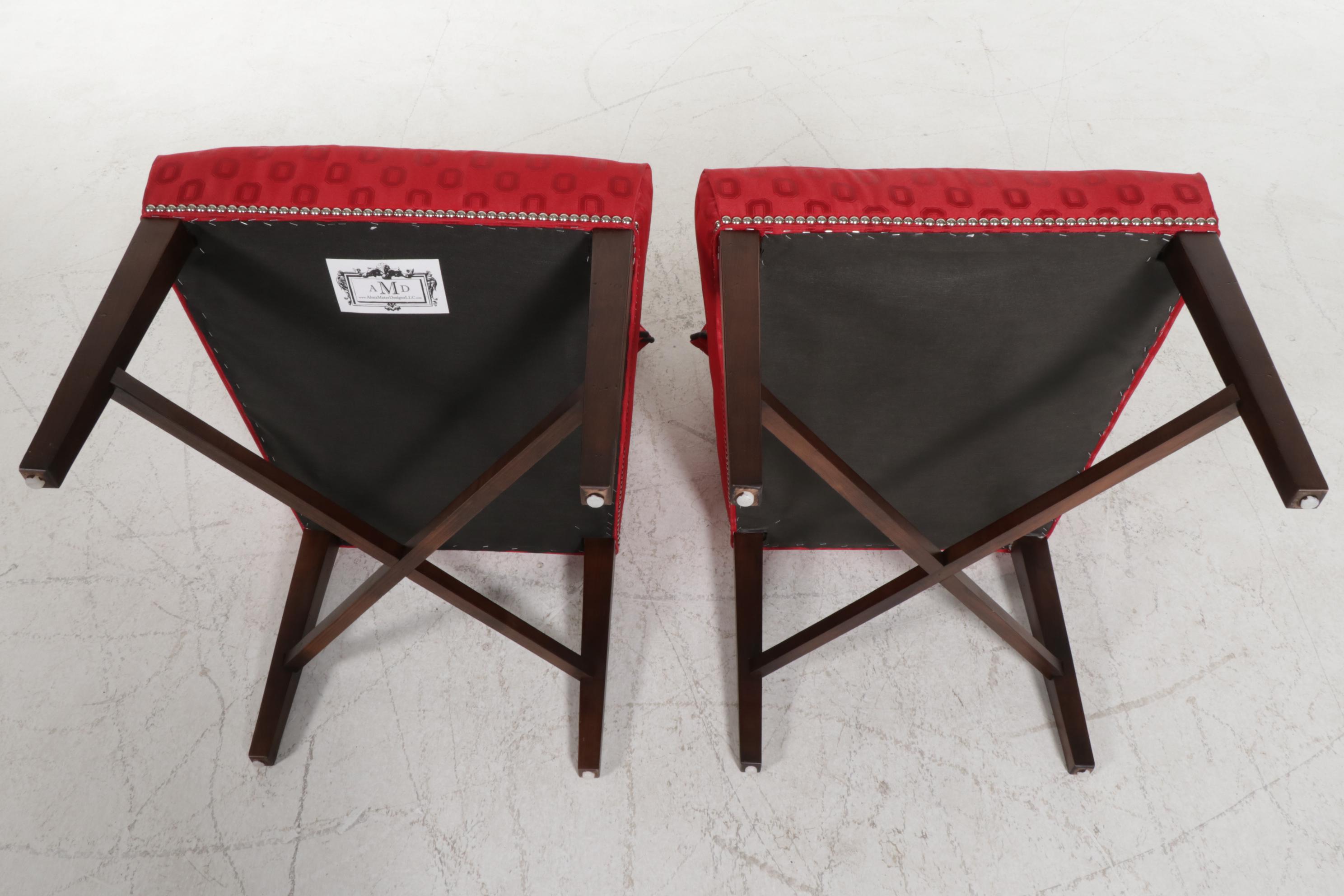 Pair of Alma Mater Designs Ohio State University Upholstered Side Chairs