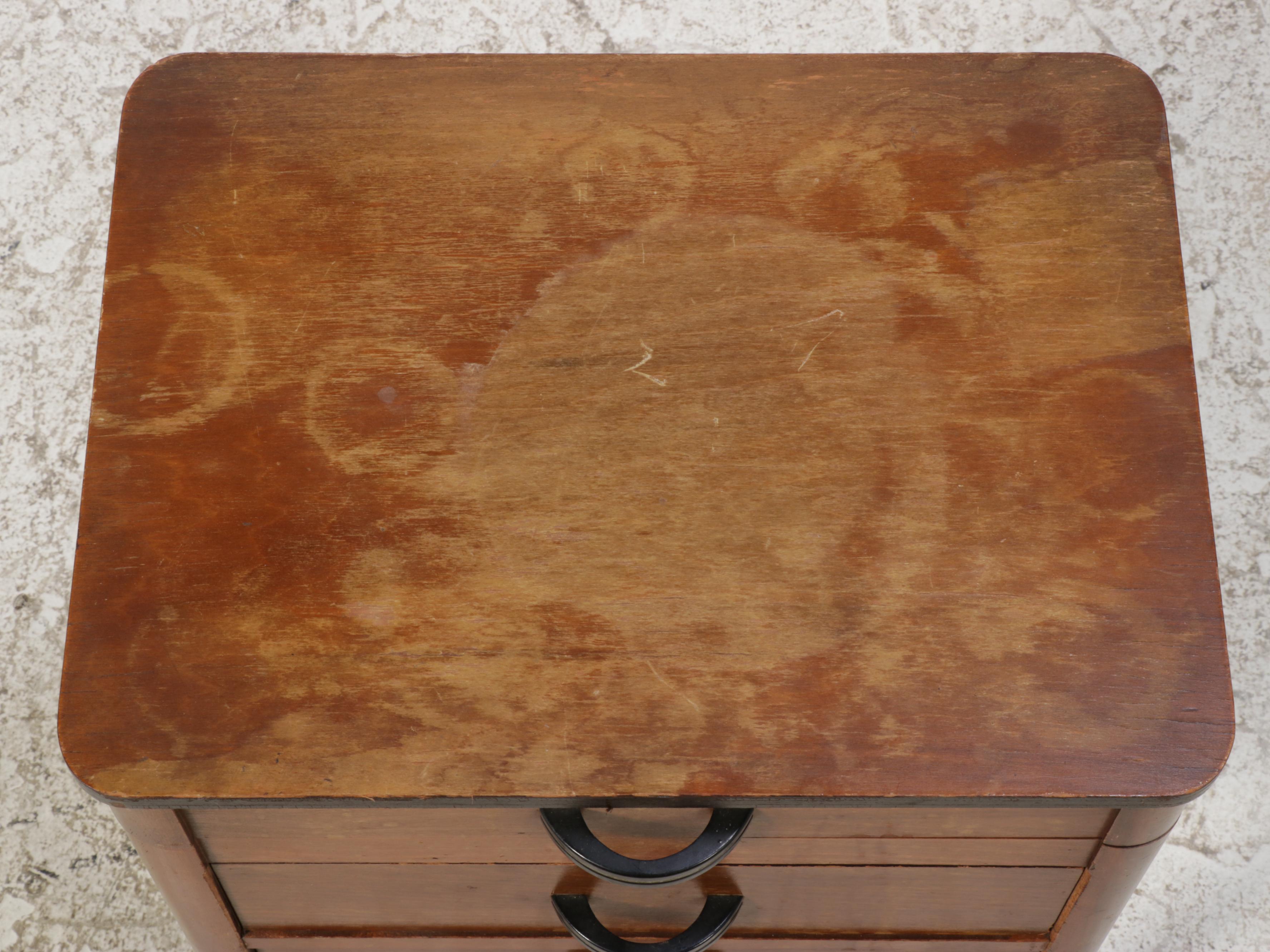 Art Deco Wooden Lift-Top Two-Drawer Sewing Stand