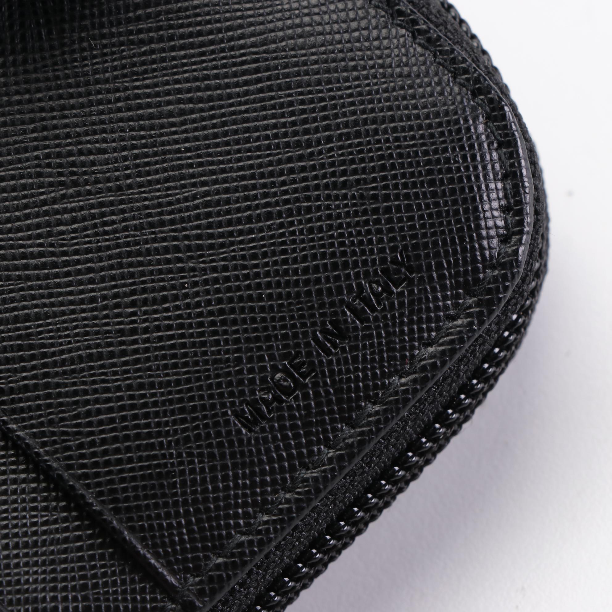 Prada Compact Zip Wallet M605 in Black Tessuto with Box