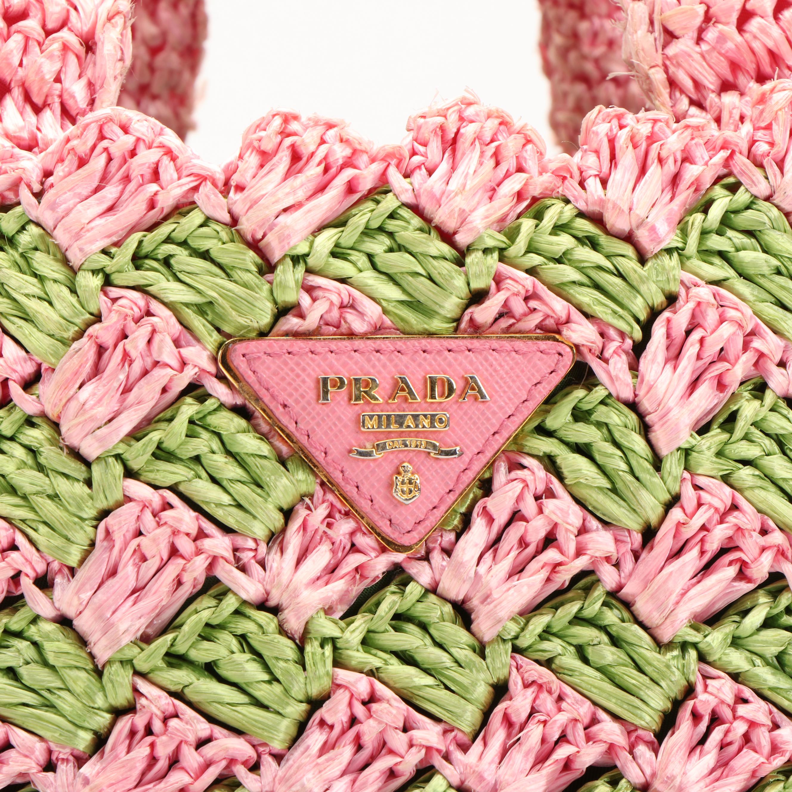 Prada Canapa Tote in Two-Tone Raffia Crochet