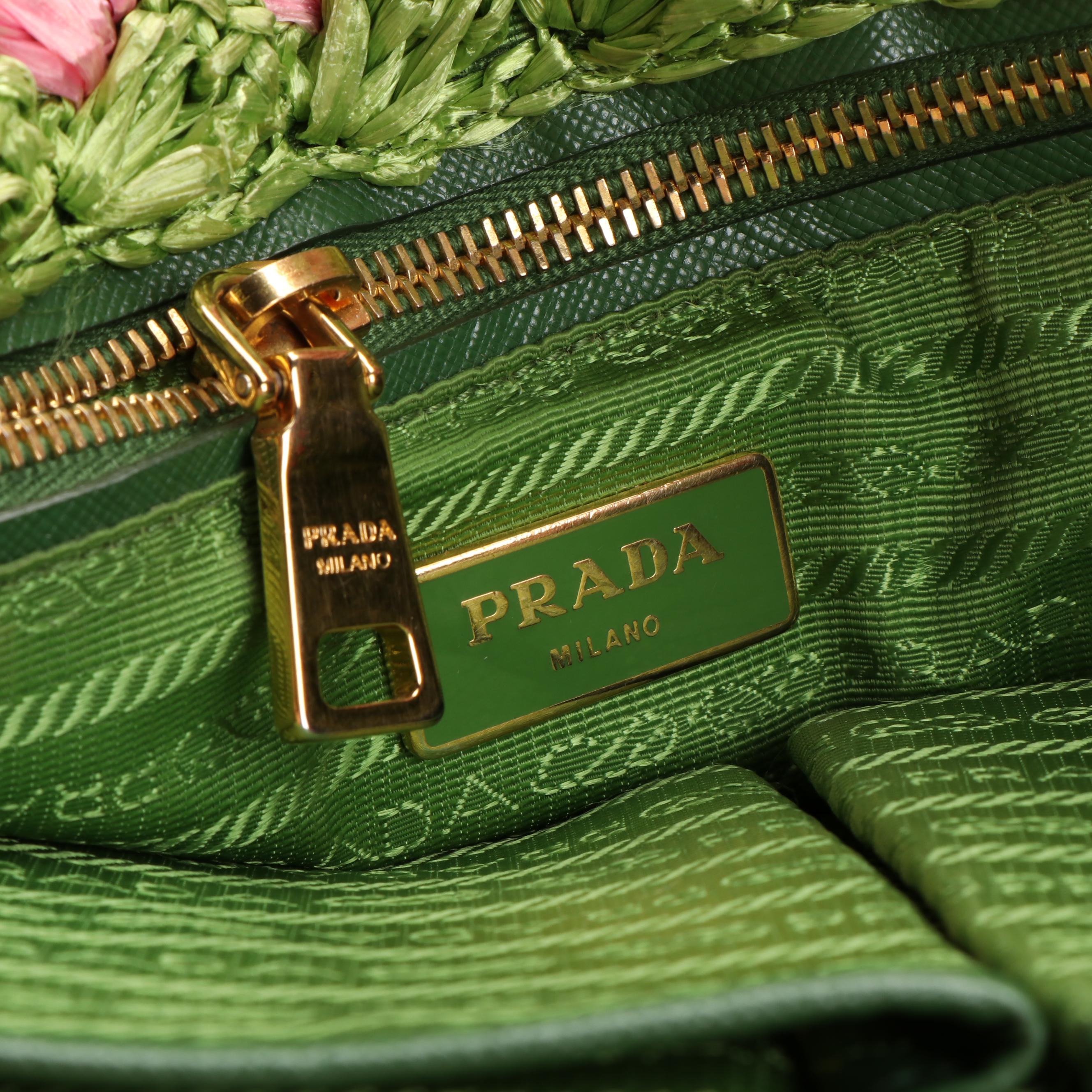 Prada Canapa Tote in Two-Tone Raffia Crochet