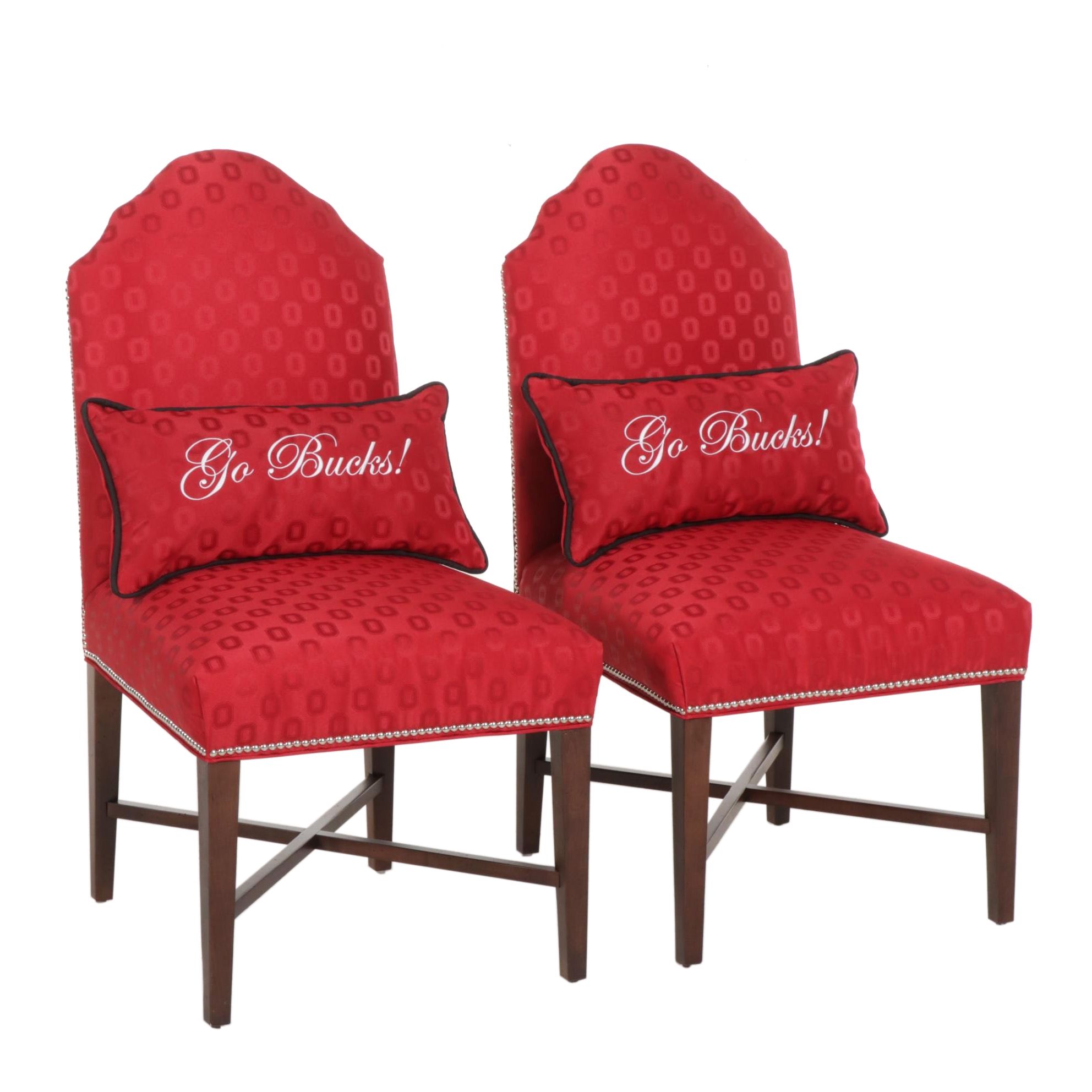 Pair of Alma Mater Designs Ohio State University Upholstered Side Chairs
