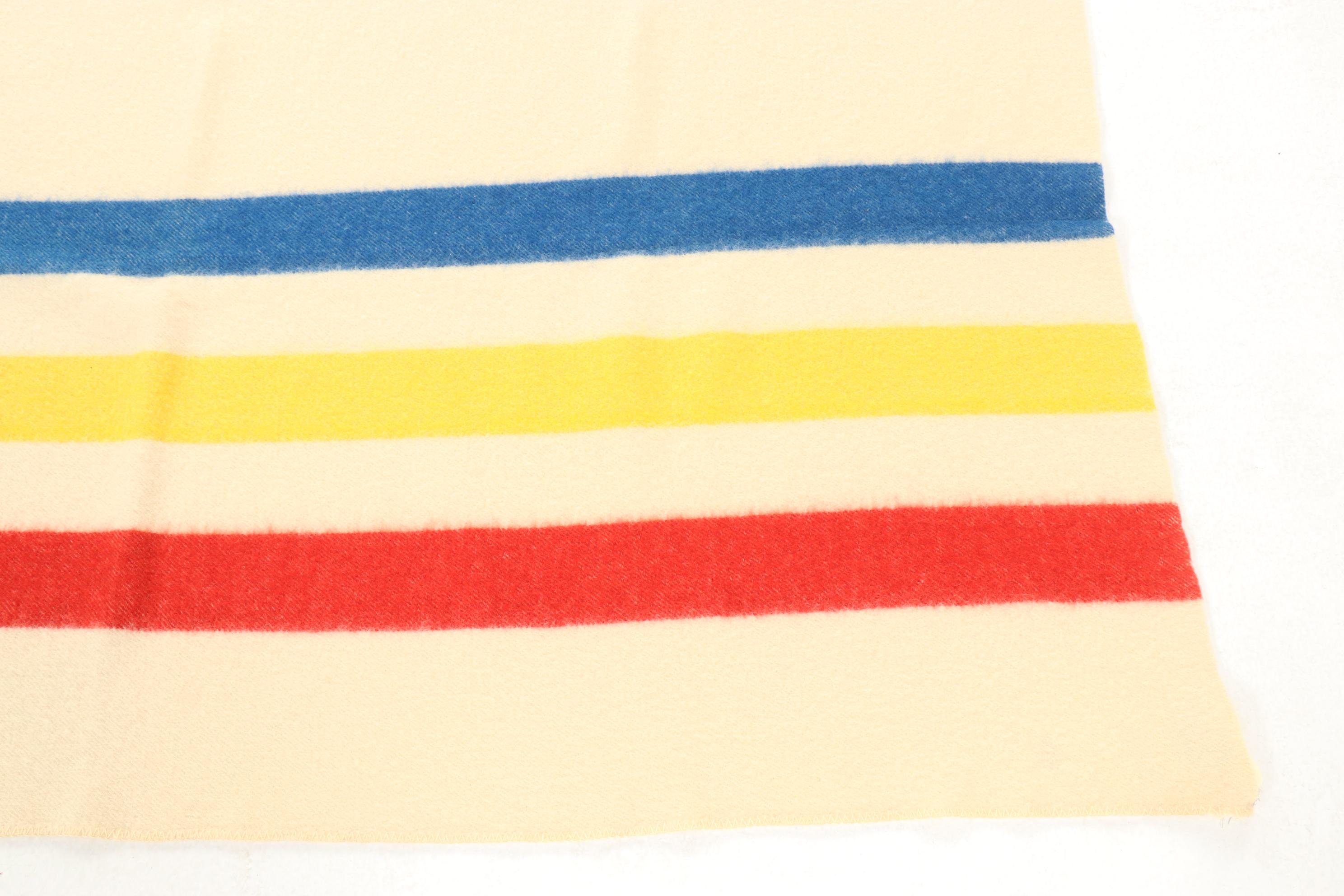 Hudson's Bay Point Blanket in Multi-Stripe Wool, Mid to Late 20th Century