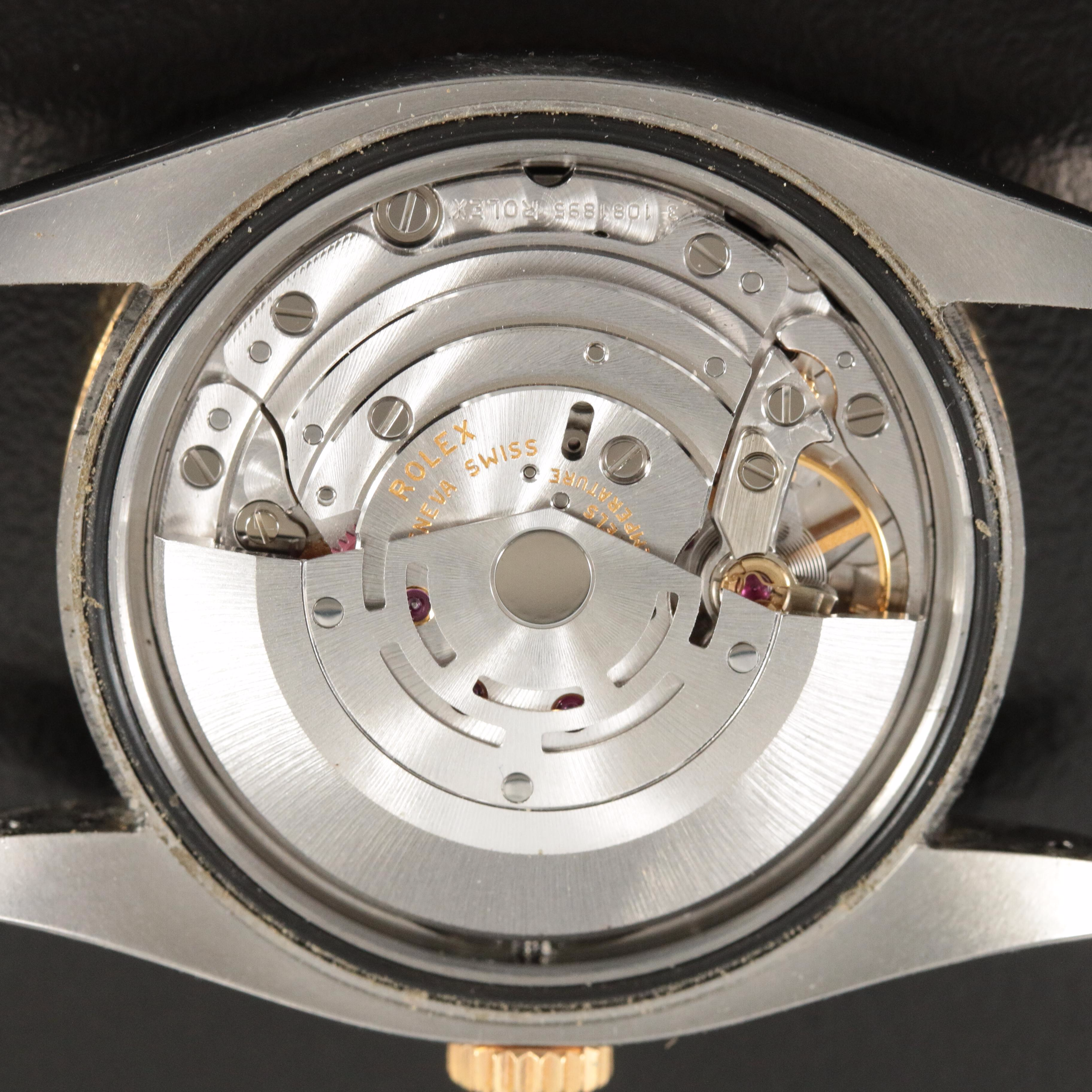 2006 Rolex Datejust Black Sunbeam and Roman Numeral Dial Watch