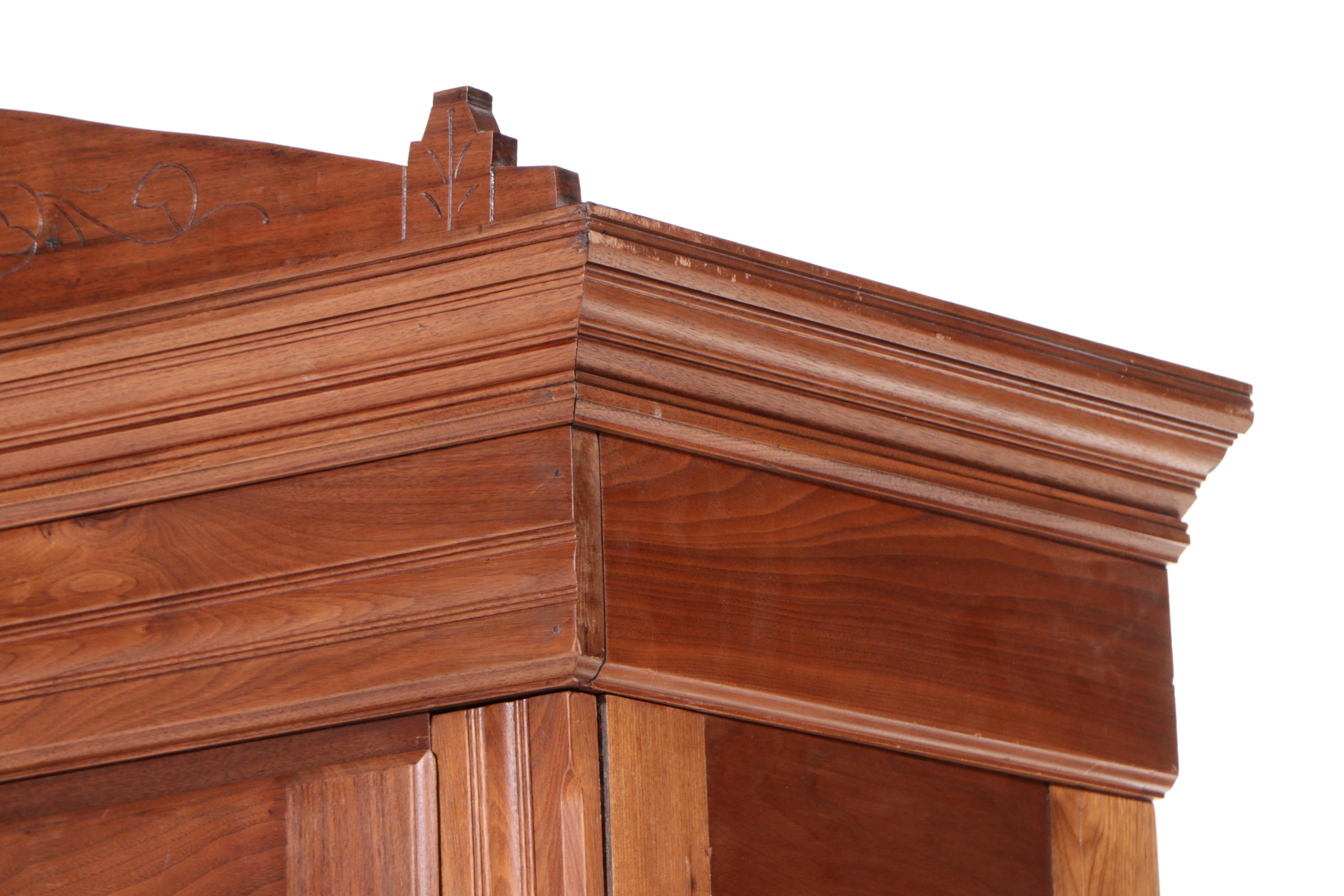 Victorian Eastlake Style Burl, Figured Walnut and Walnut Knockdown Wardrobe