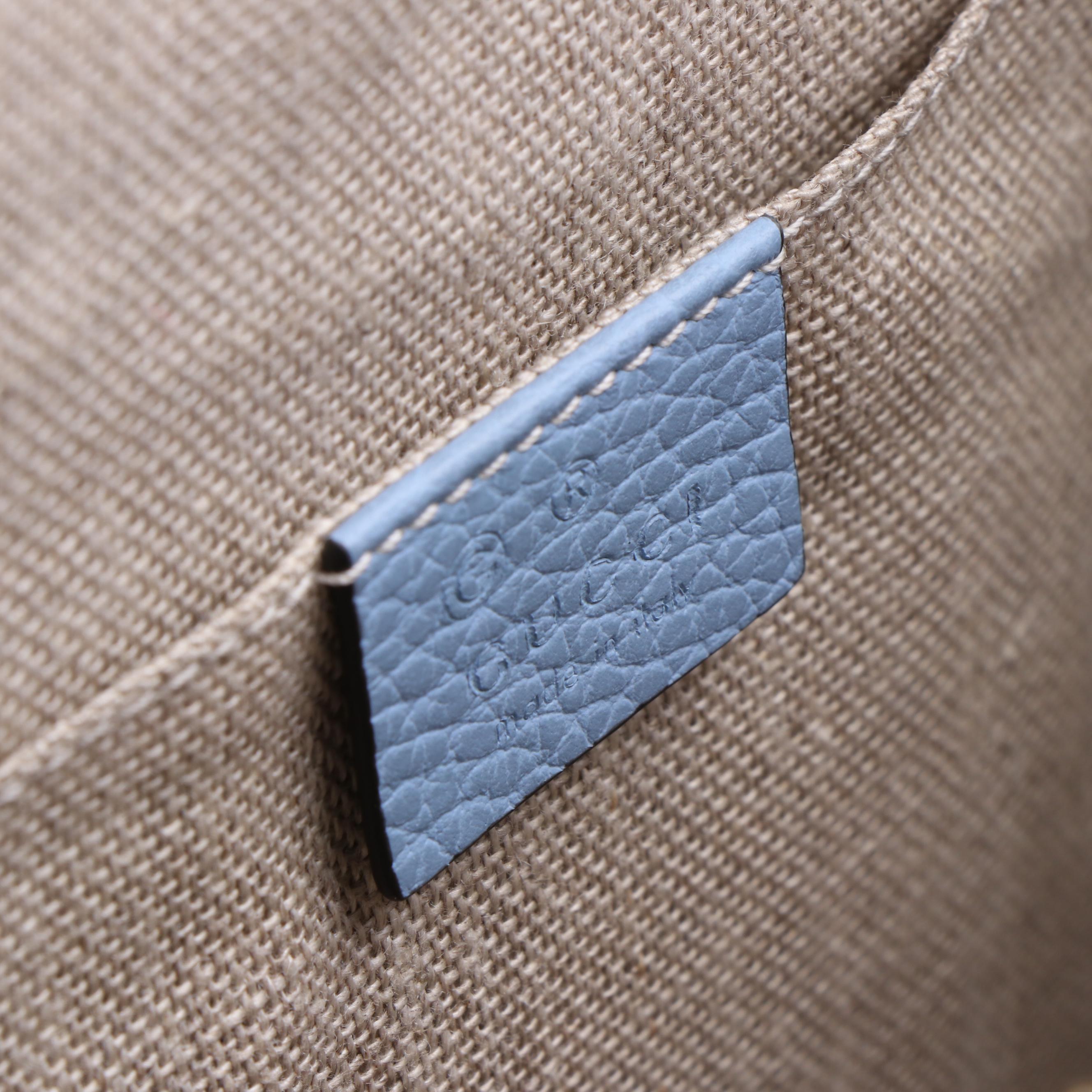 Gucci Bamboo Fringe Clutch Bag in Light Blue Textured Leather