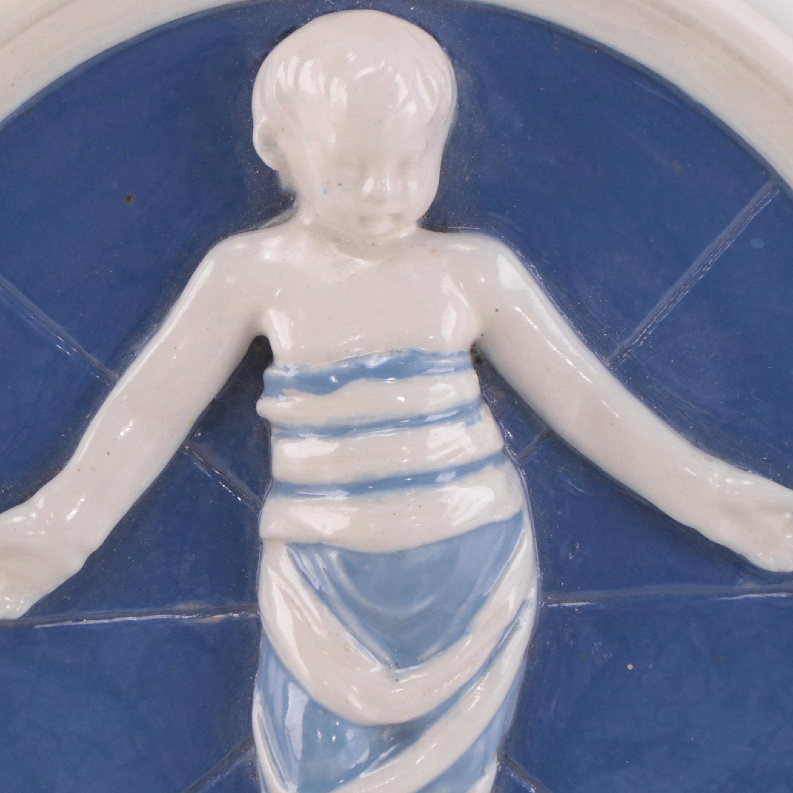 Cantagalli Italian Ceramic Roundel After Andrea della Robbia of Child