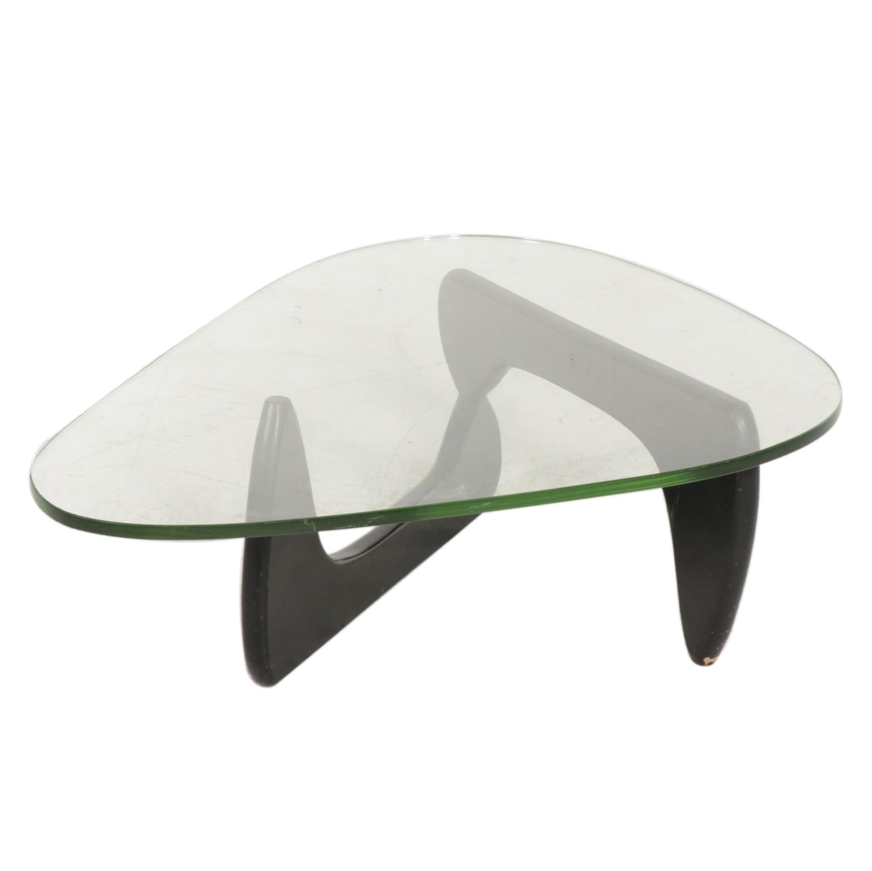 Modernist Ebonized Wood and Glass Top Coffee Table in the Style of Isamu Noguchi