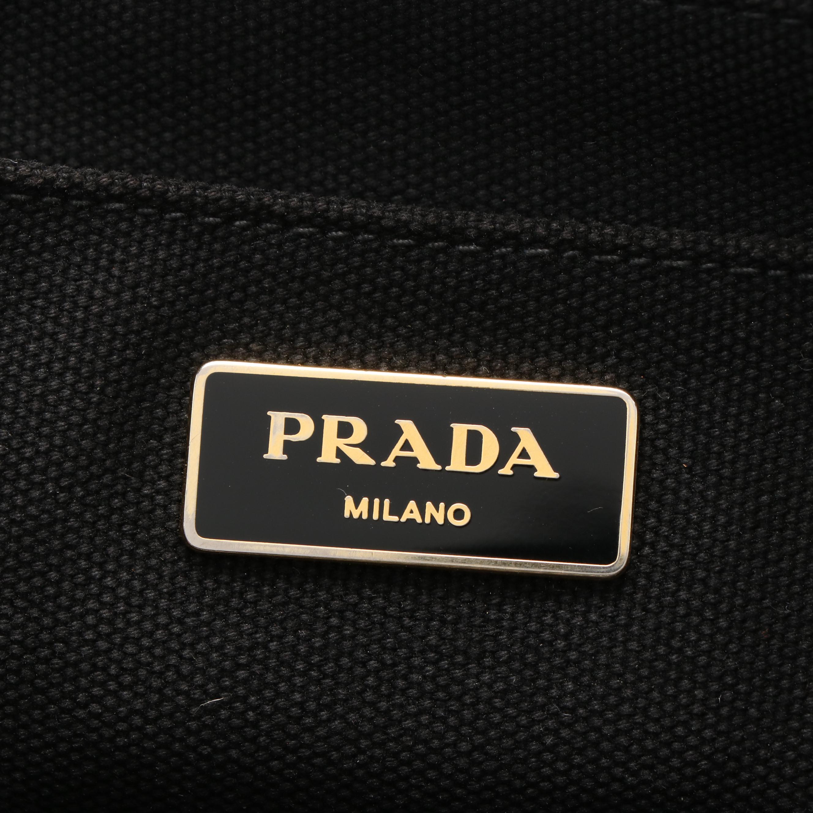 Prada Bijoux Canapa Tote in Black Canvas