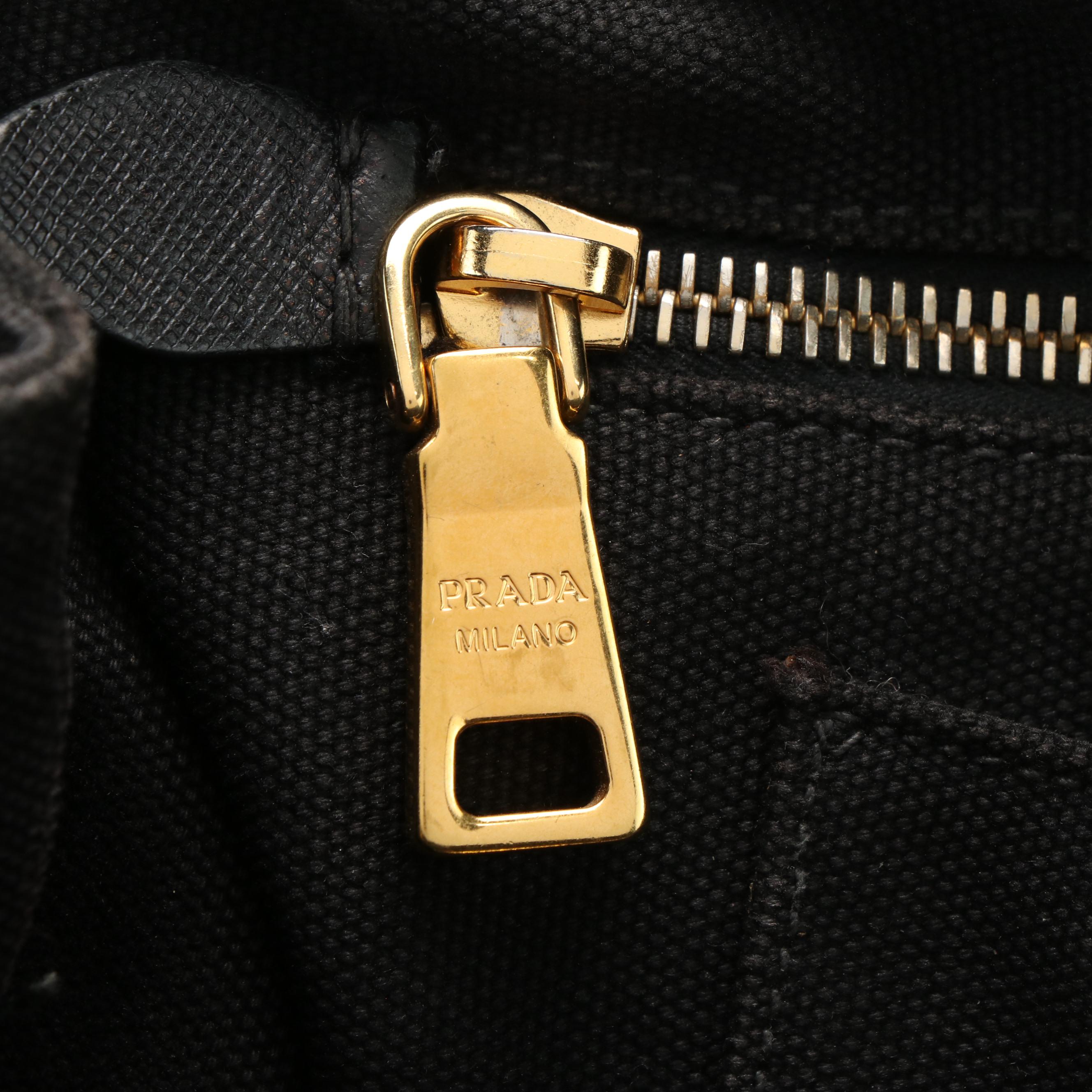 Prada Bijoux Canapa Tote in Black Canvas