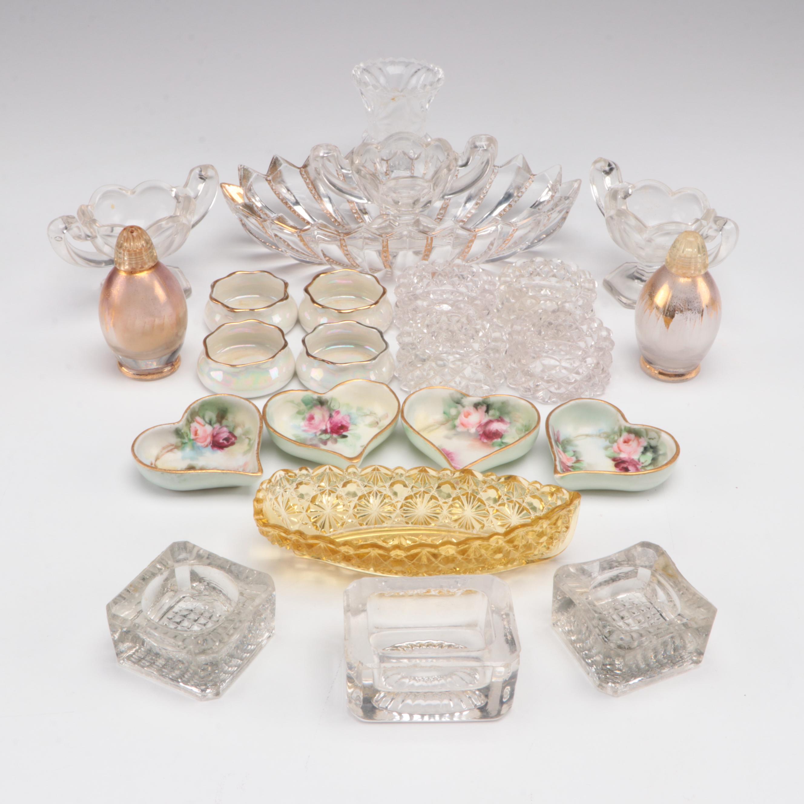 Daisy and Button Dish with Other Glass and Porcelain Salt Cellars and Tableware