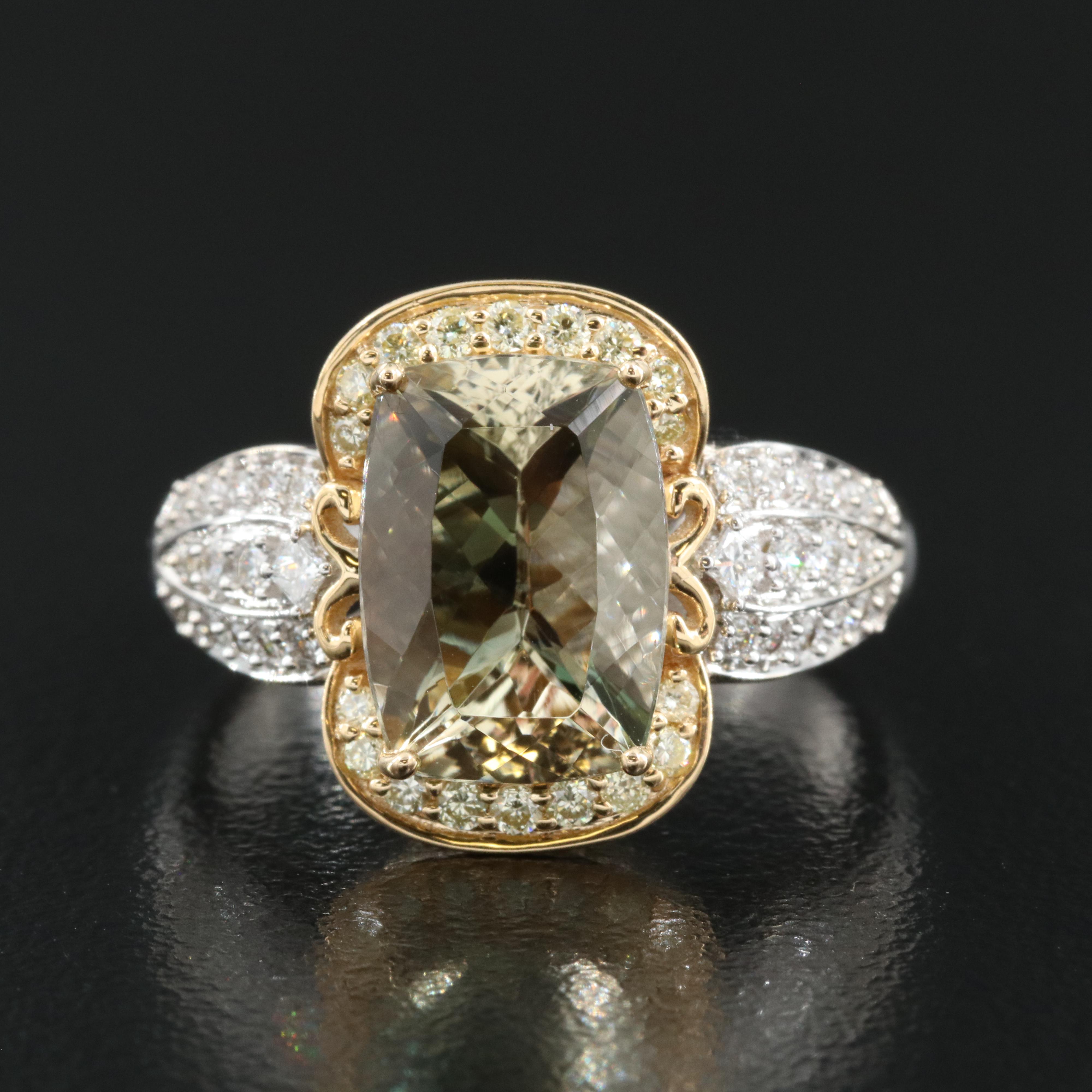 Chromia 18K Sunstone and Diamond Ring