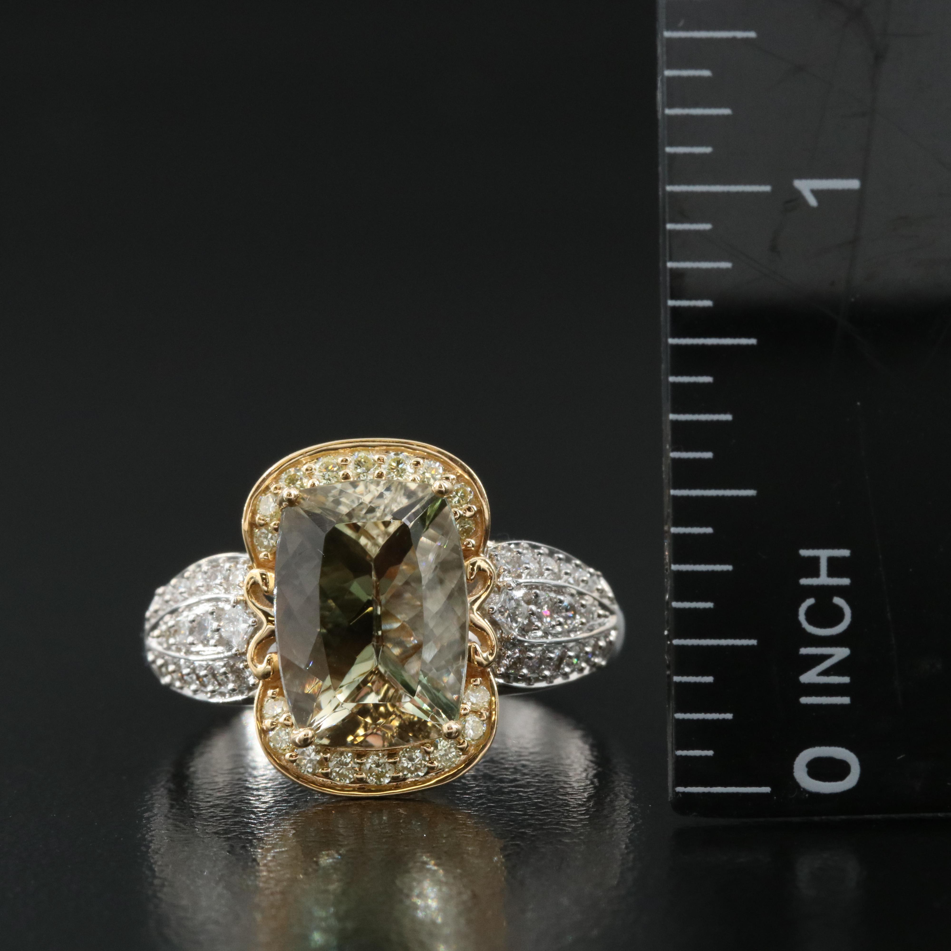 Chromia 18K Sunstone and Diamond Ring