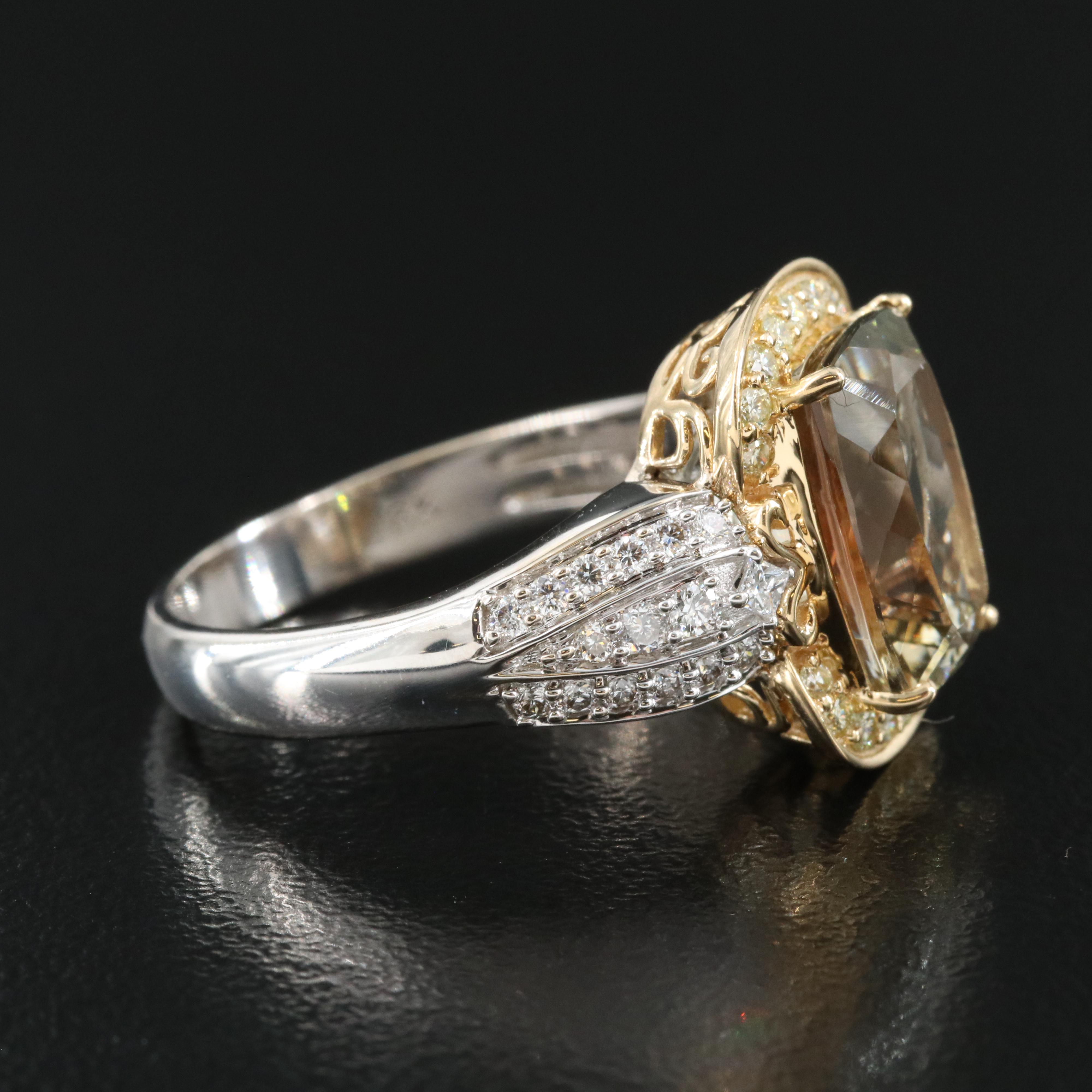 Chromia 18K Sunstone and Diamond Ring