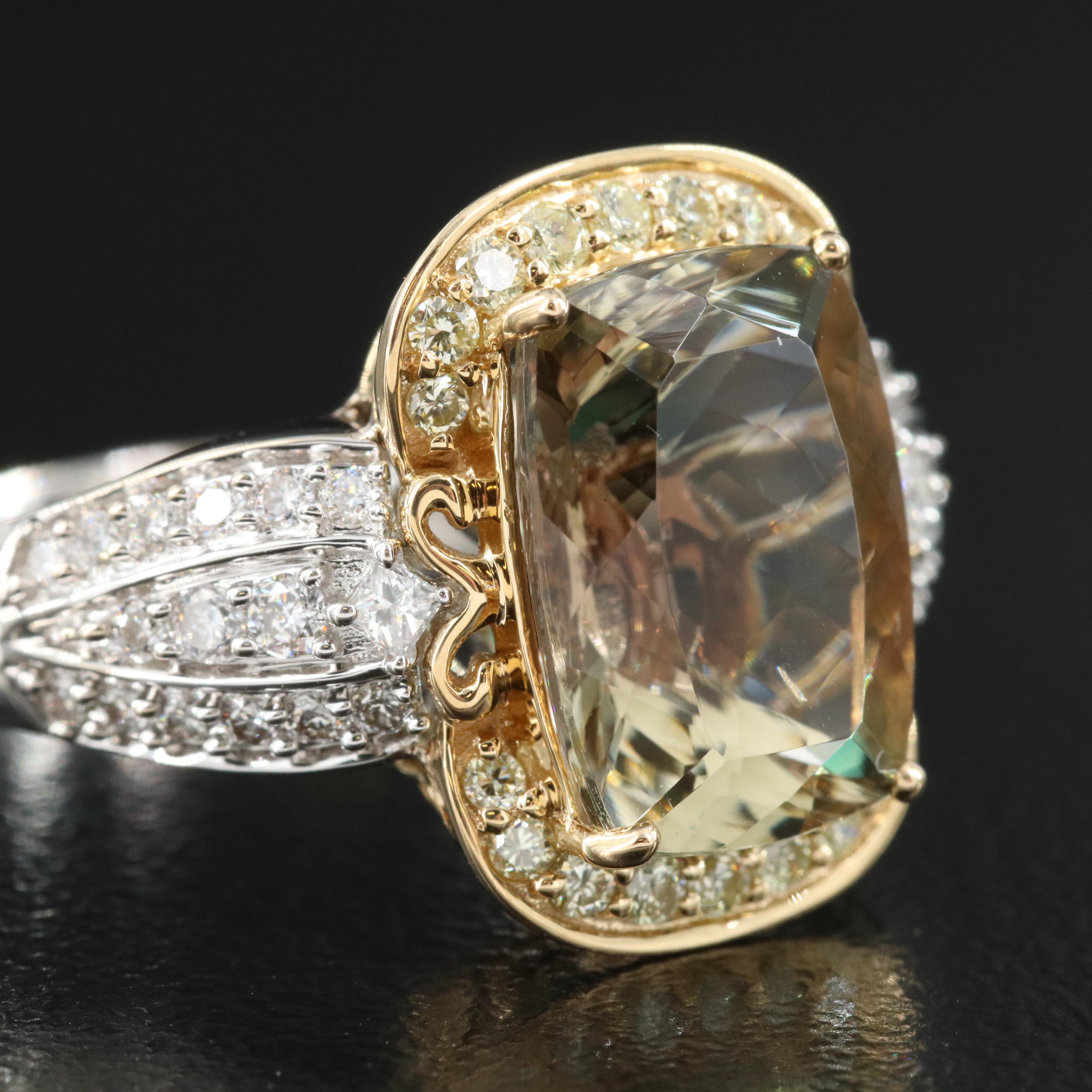 Chromia 18K Sunstone and Diamond Ring