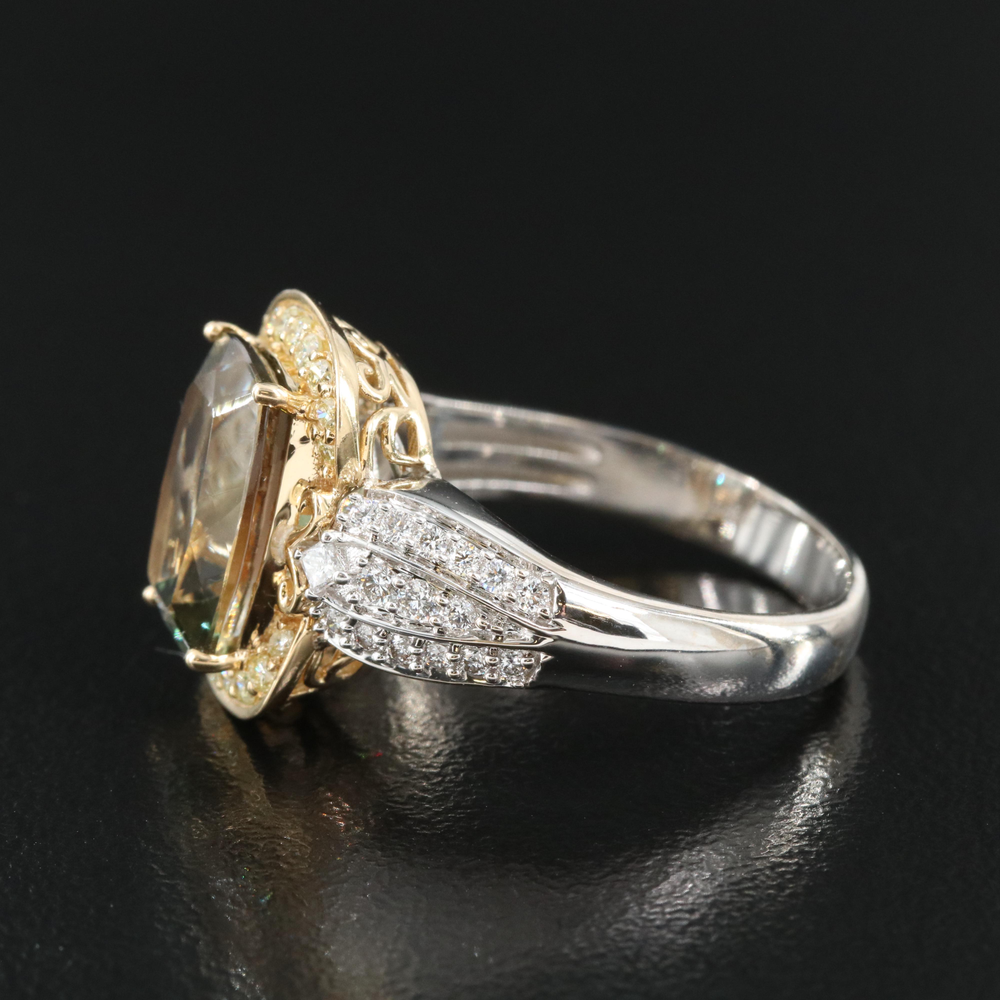 Chromia 18K Sunstone and Diamond Ring