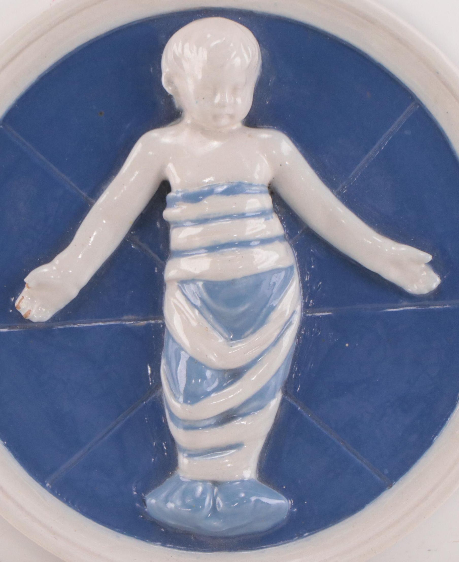 Cantagalli Italian Ceramic Roundel After Andrea della Robbia of Child