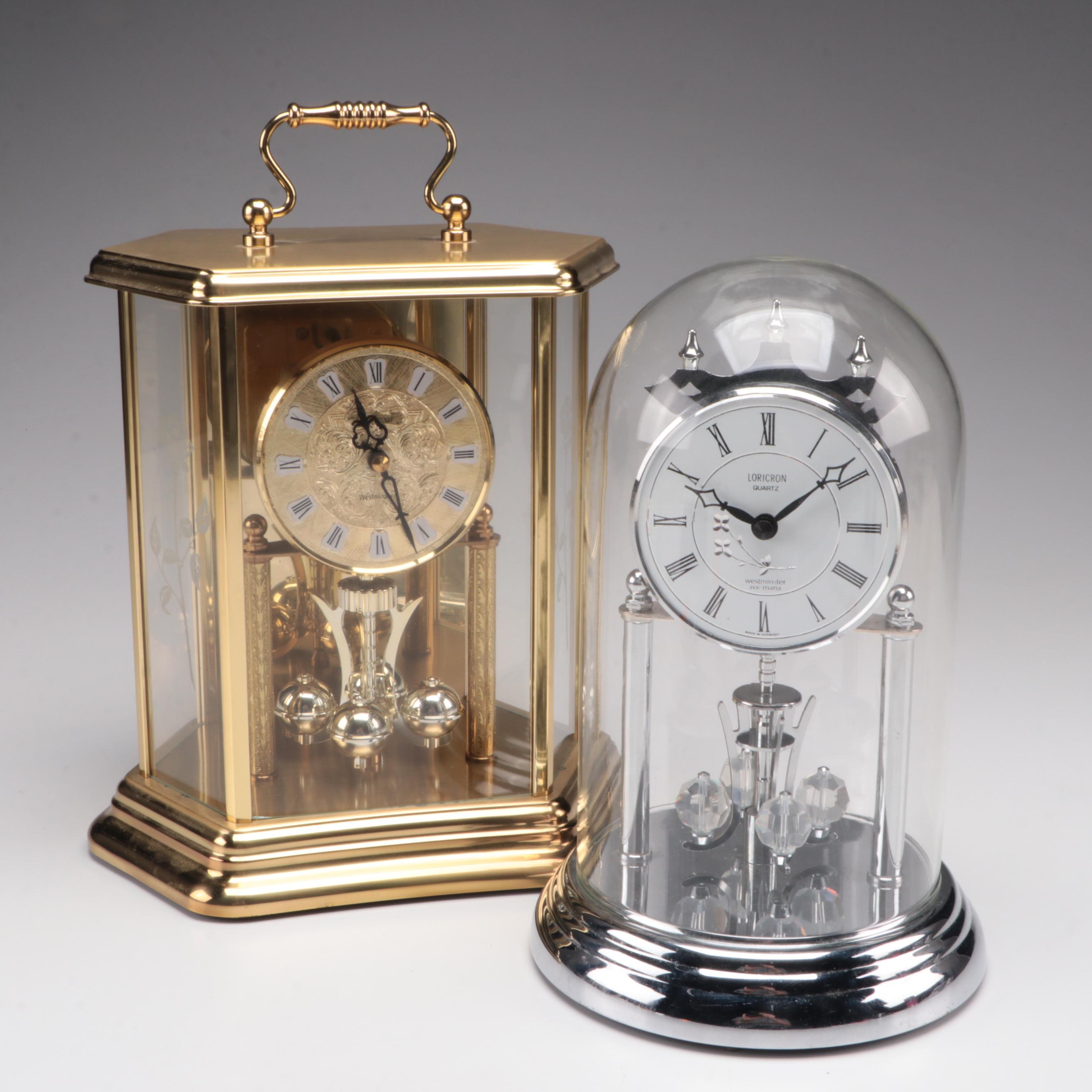 Dunhaven Brass Anniversary Clock with Loricron Glass Dome Anniversary Clock