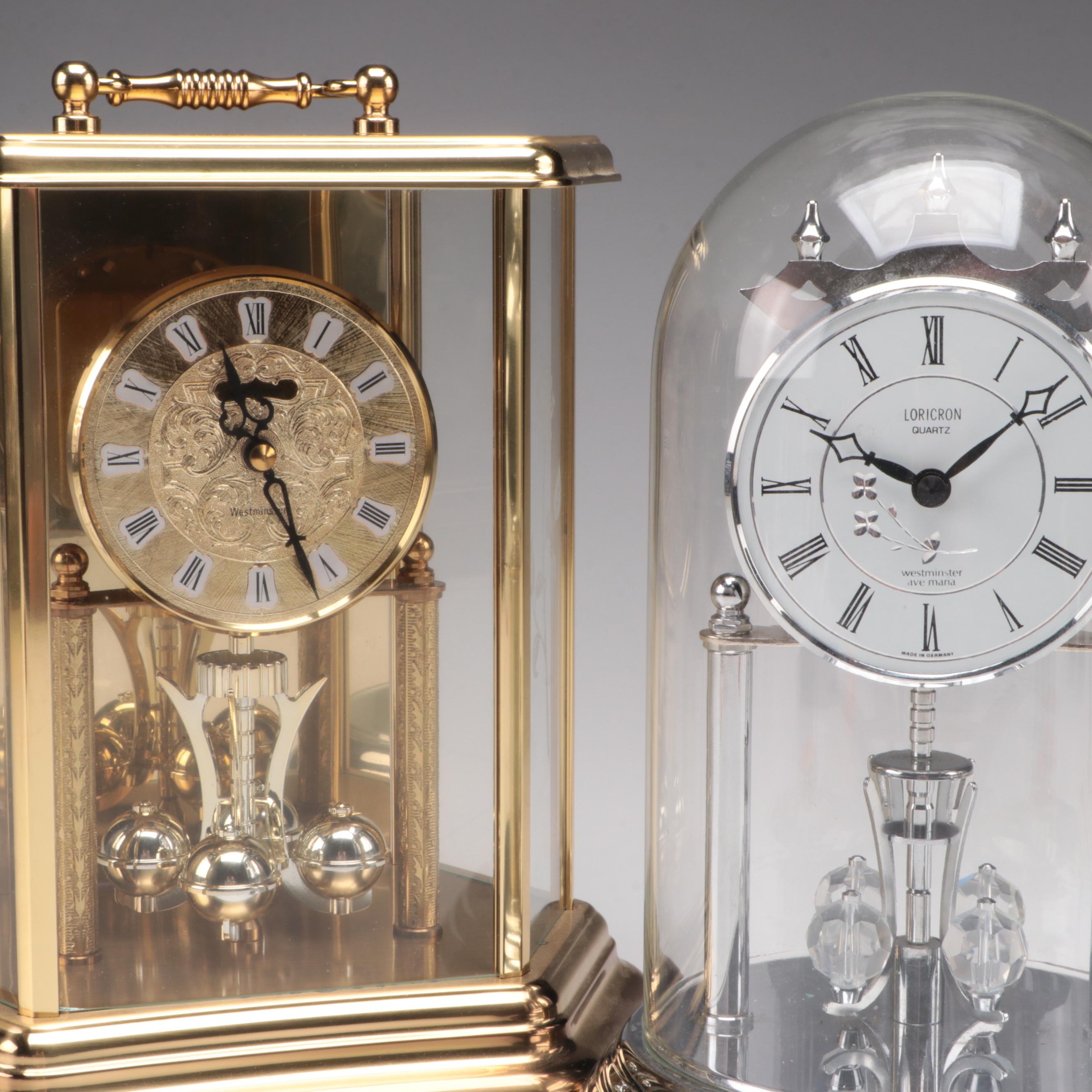 Dunhaven Brass Anniversary Clock with Loricron Glass Dome Anniversary Clock