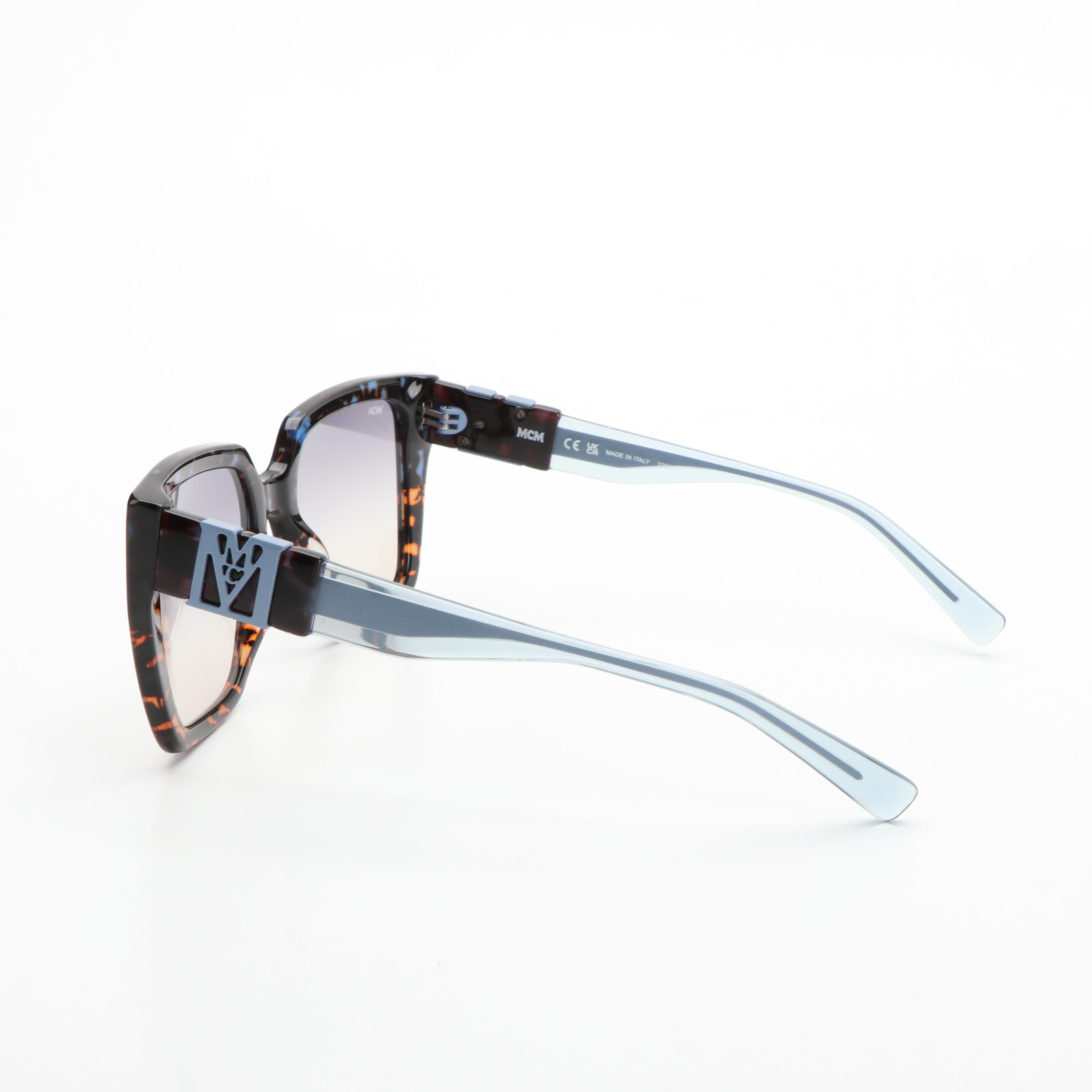 MCM MCM723S Blue and Orange Tortoise Square Sunglasses with Case
