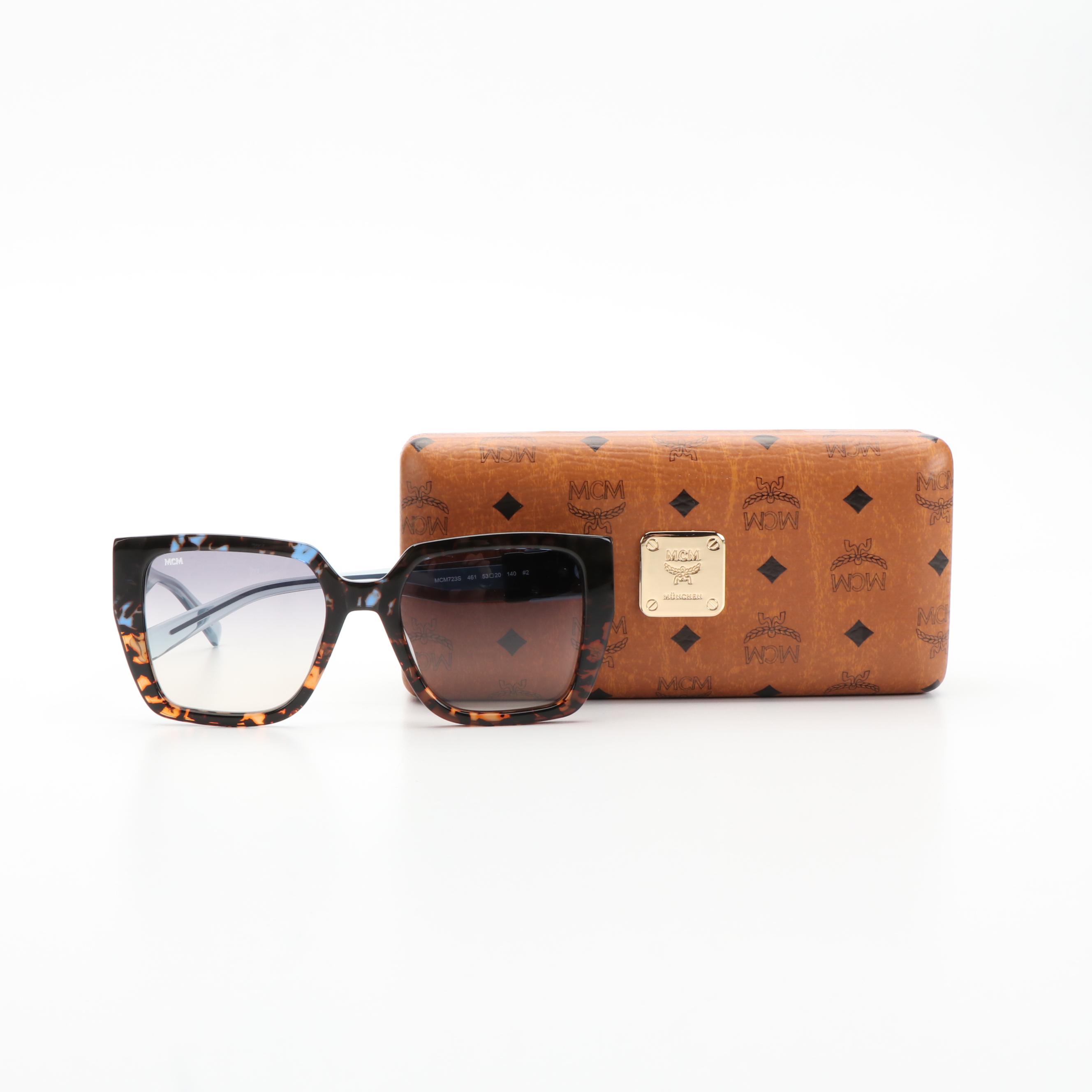 MCM MCM723S Blue and Orange Tortoise Square Sunglasses with Case
