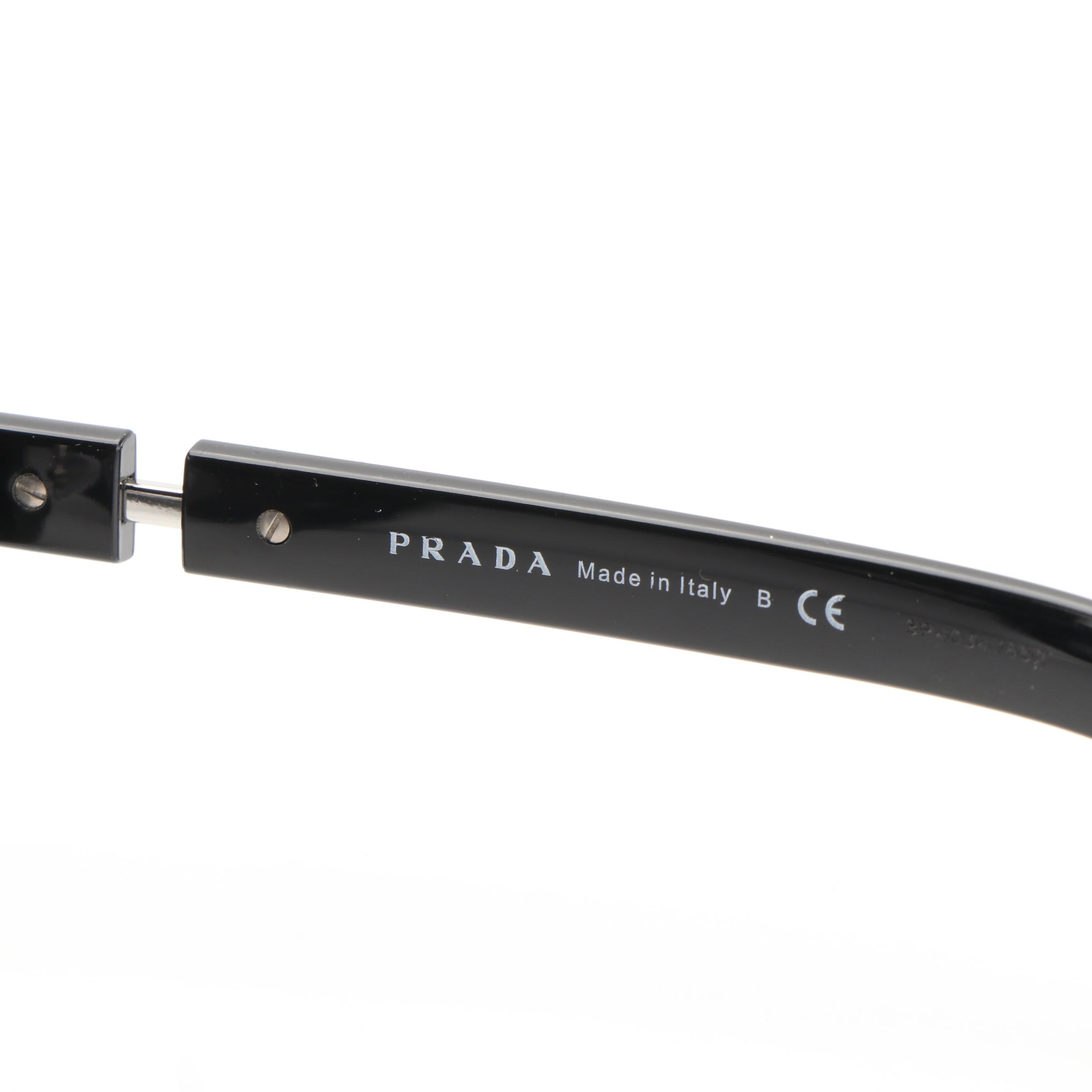 Prada SPR10X Round Black and Grey Sunglasses with Case