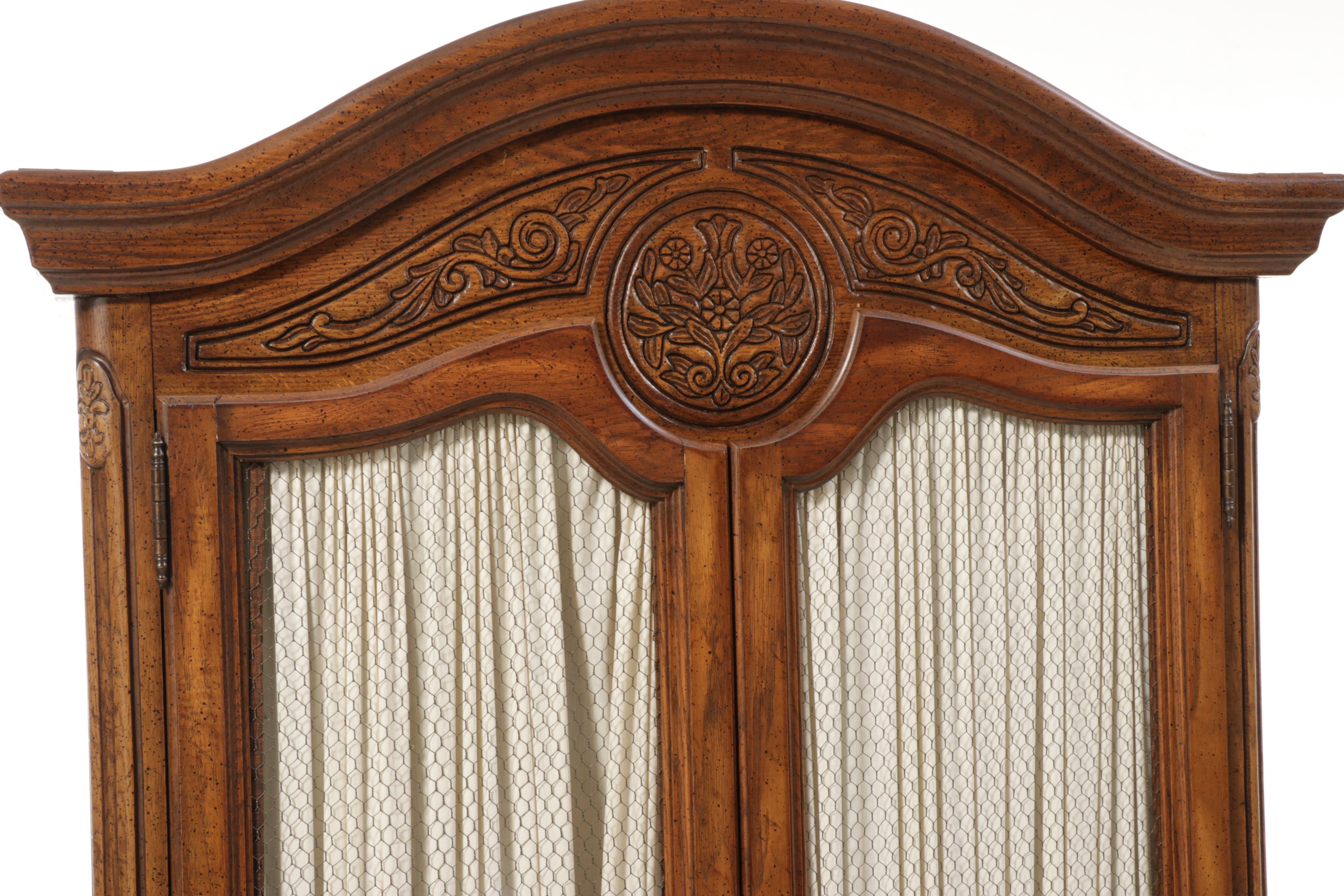 Pair of National / Mt. Airy Louis XV Style Armoires with Bridge Vanity Table