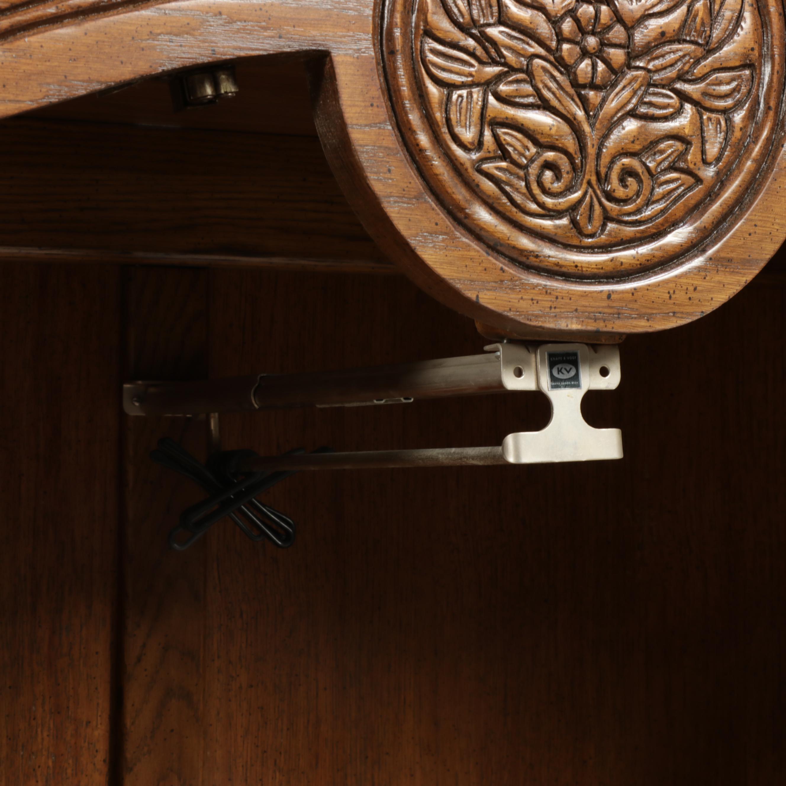 Pair of National / Mt. Airy Louis XV Style Armoires with Bridge Vanity Table