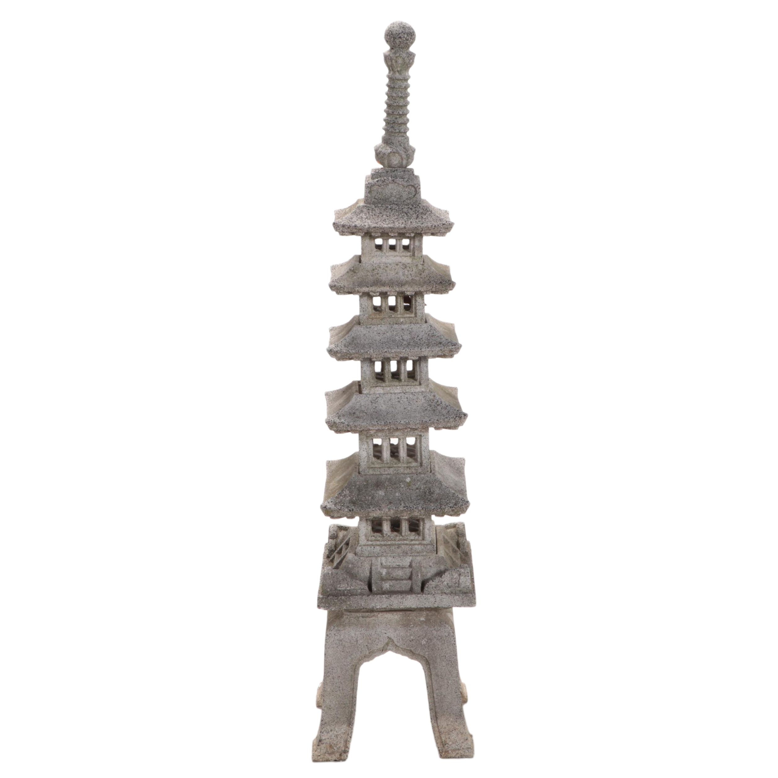 4'2 Cast Concrete Pagoda Garden Statue