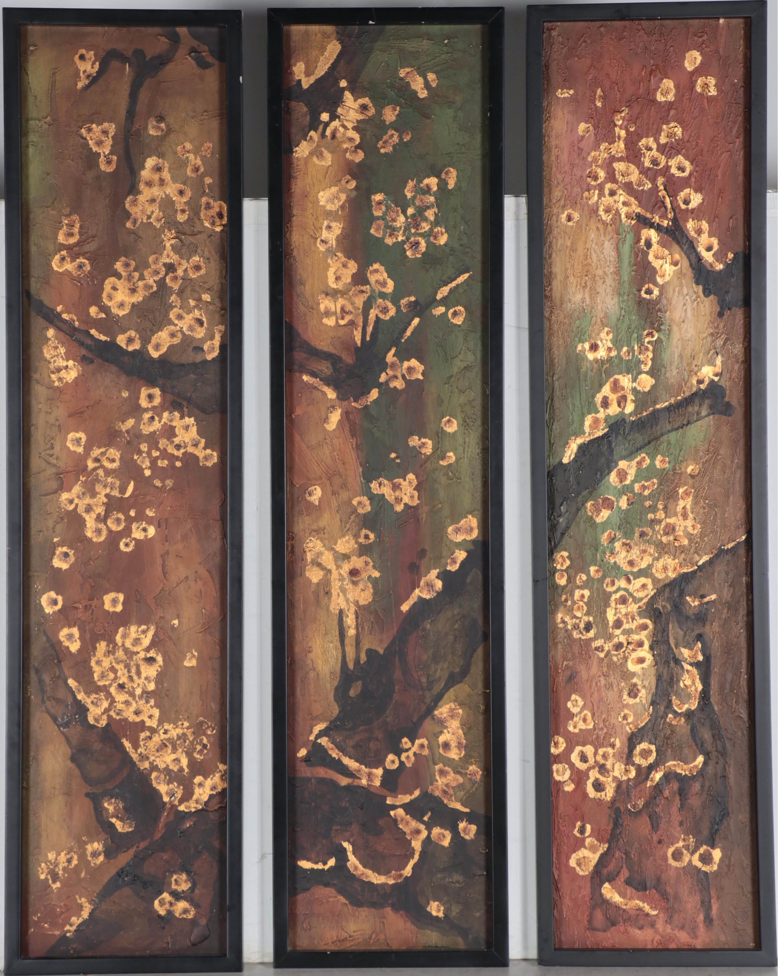 Abstract Mixed Media Triptych Painting