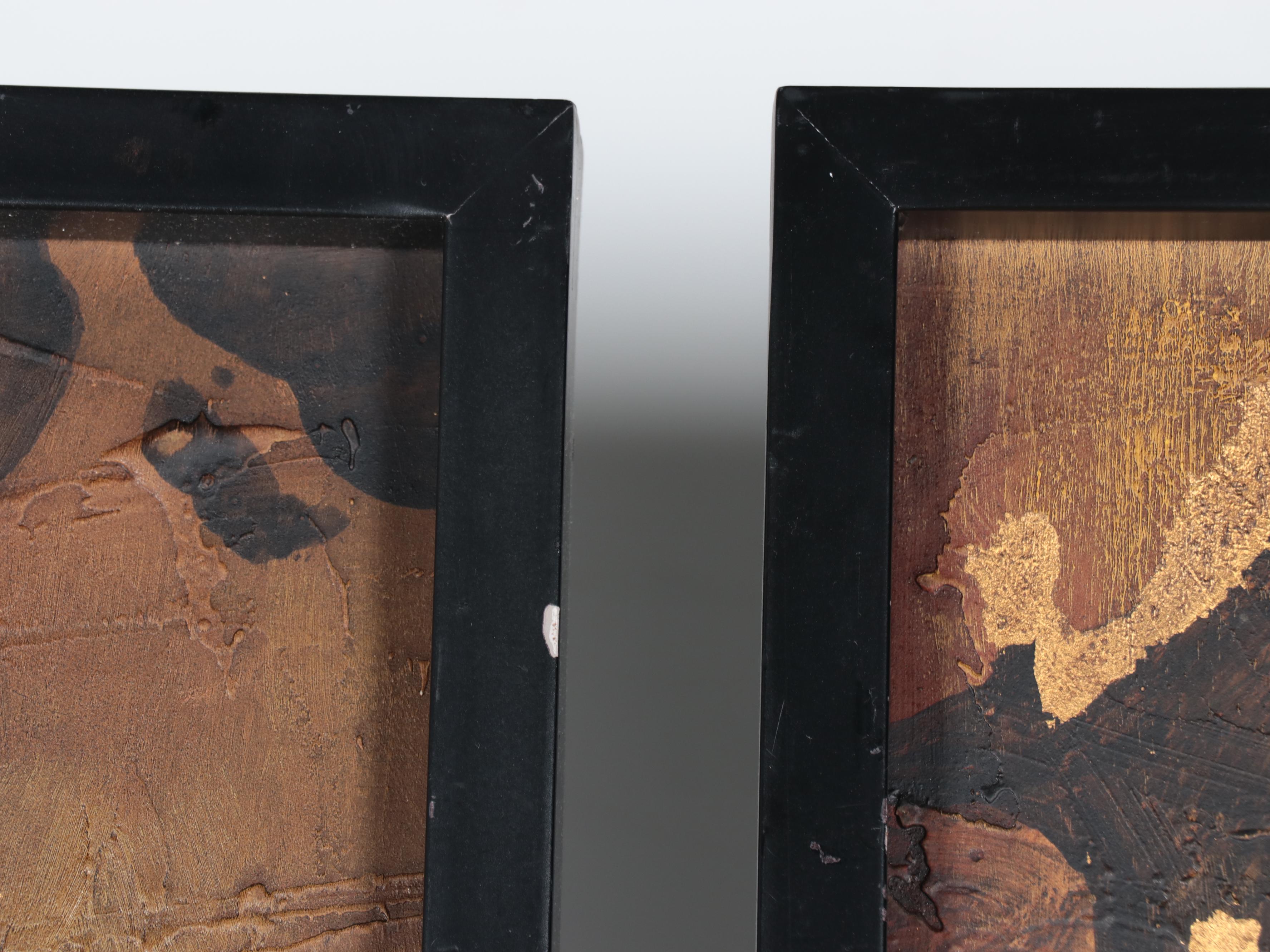 Abstract Mixed Media Triptych Painting