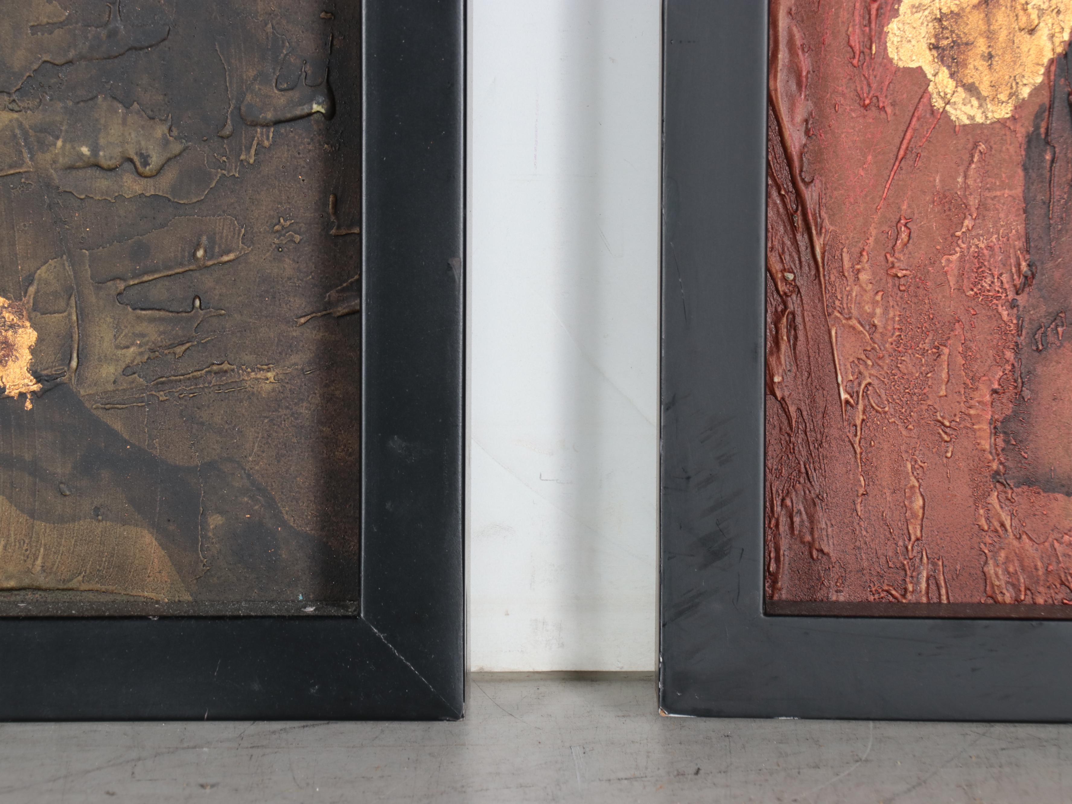 Abstract Mixed Media Triptych Painting