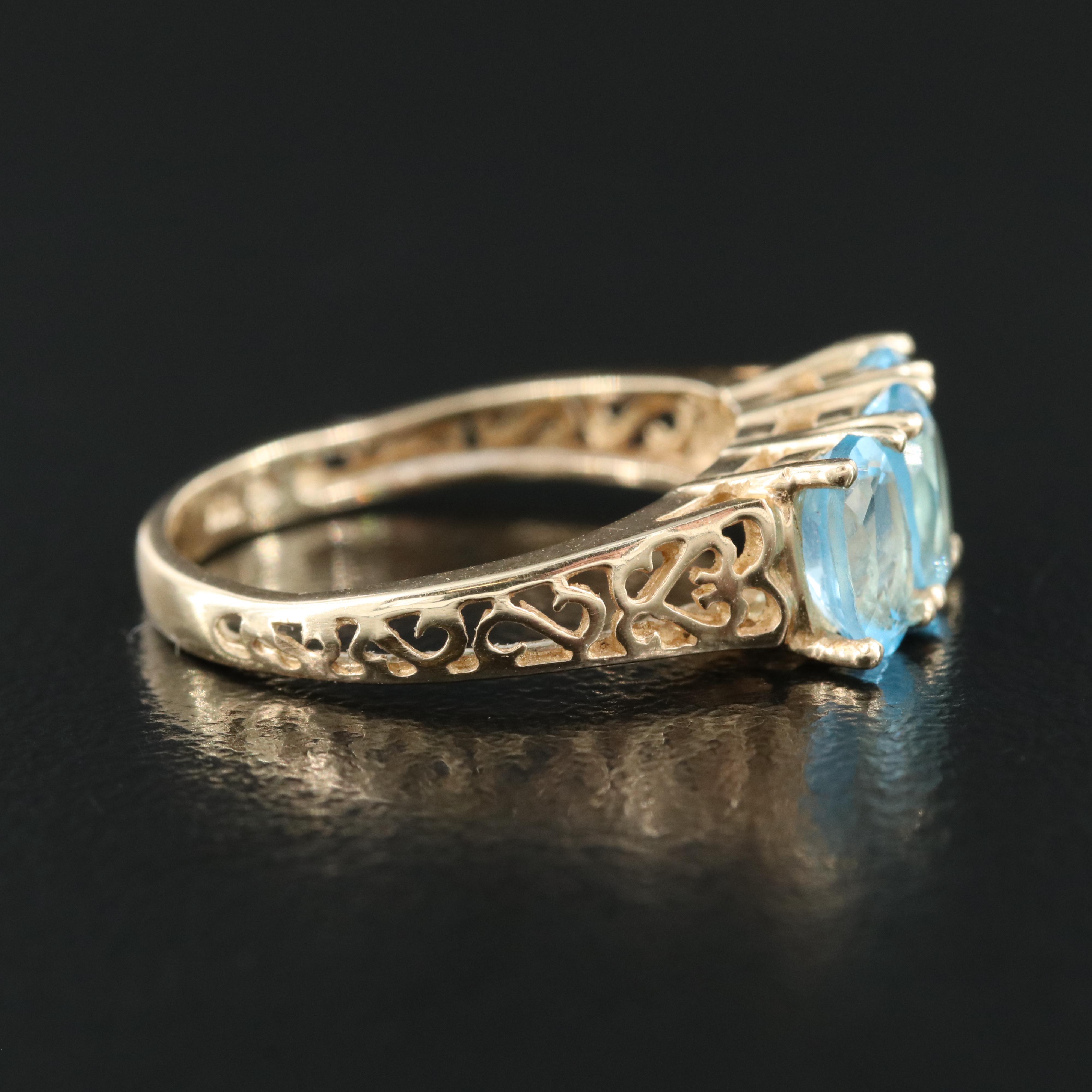 10K Topaz Three Stone Ring
