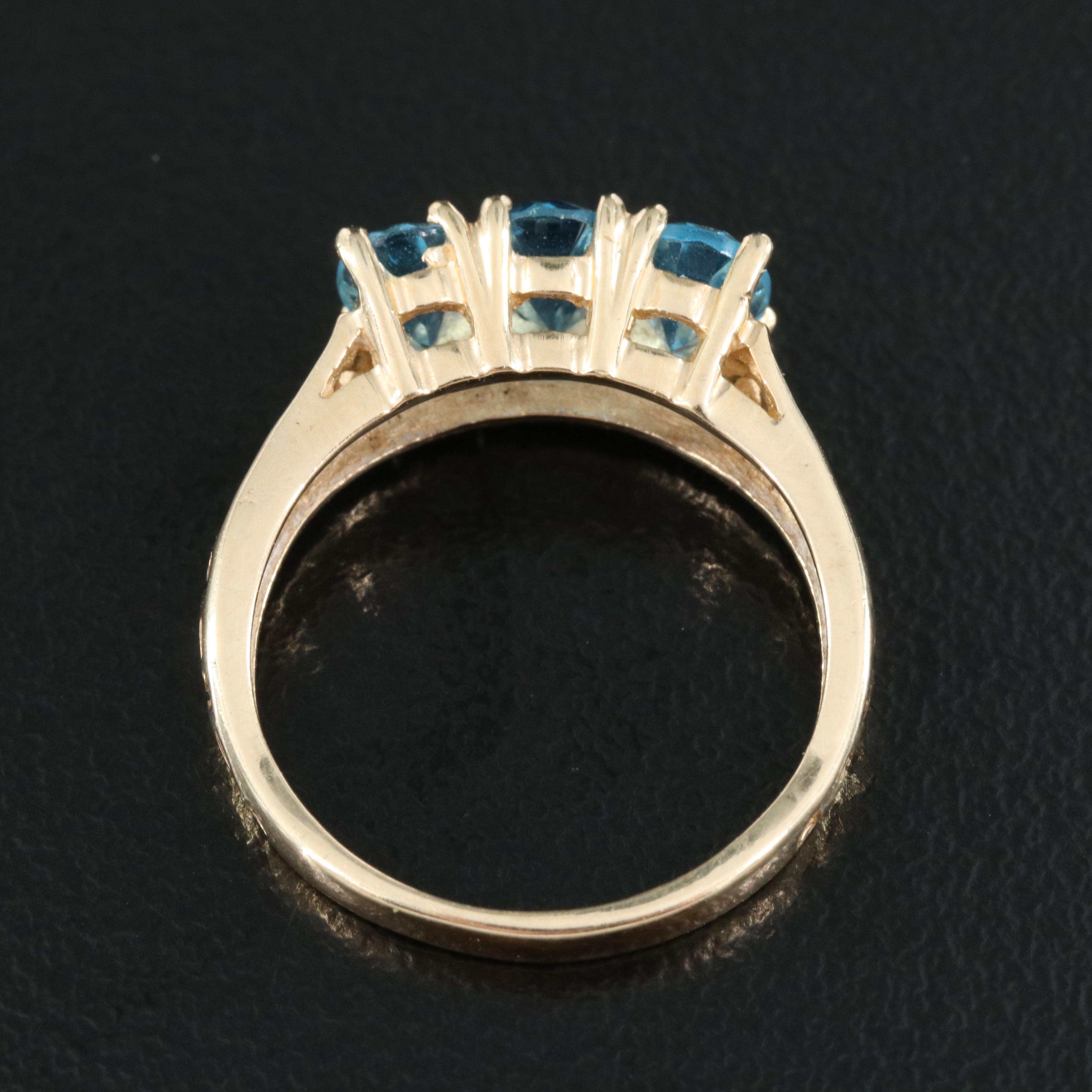 10K Topaz Three Stone Ring