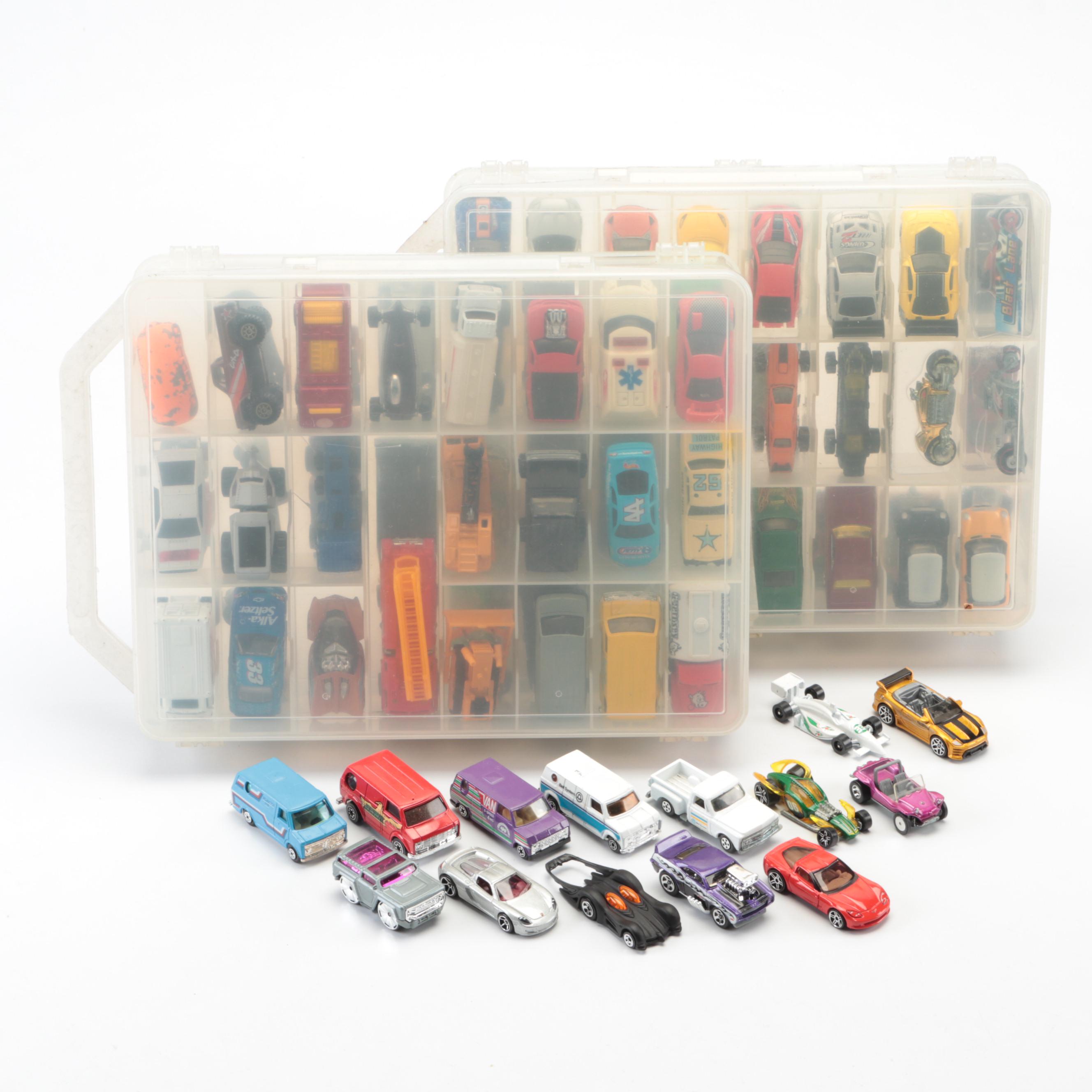Maisto, Matchbox, Hot Wheels, and More Toy Diecast Cars with Carrying Cases