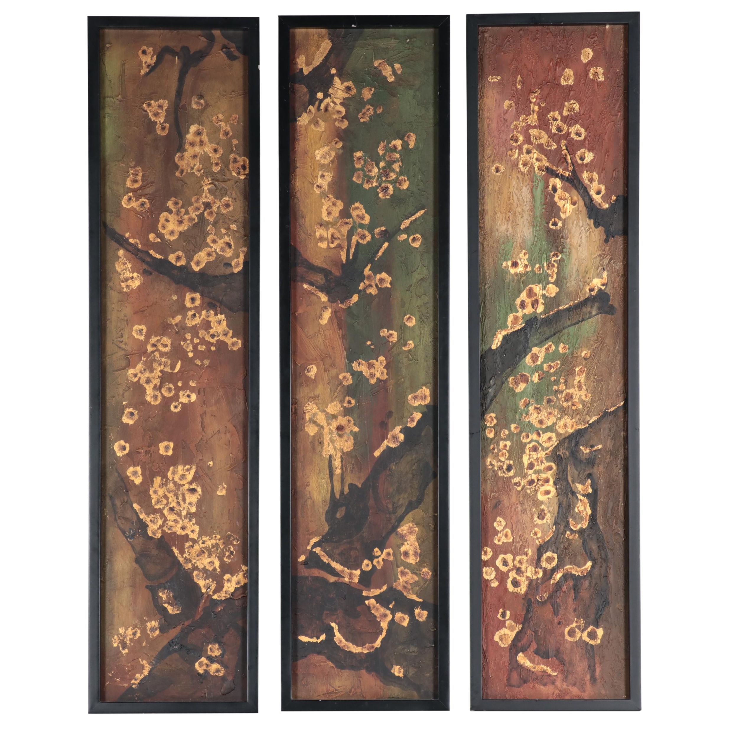 Abstract Mixed Media Triptych Painting