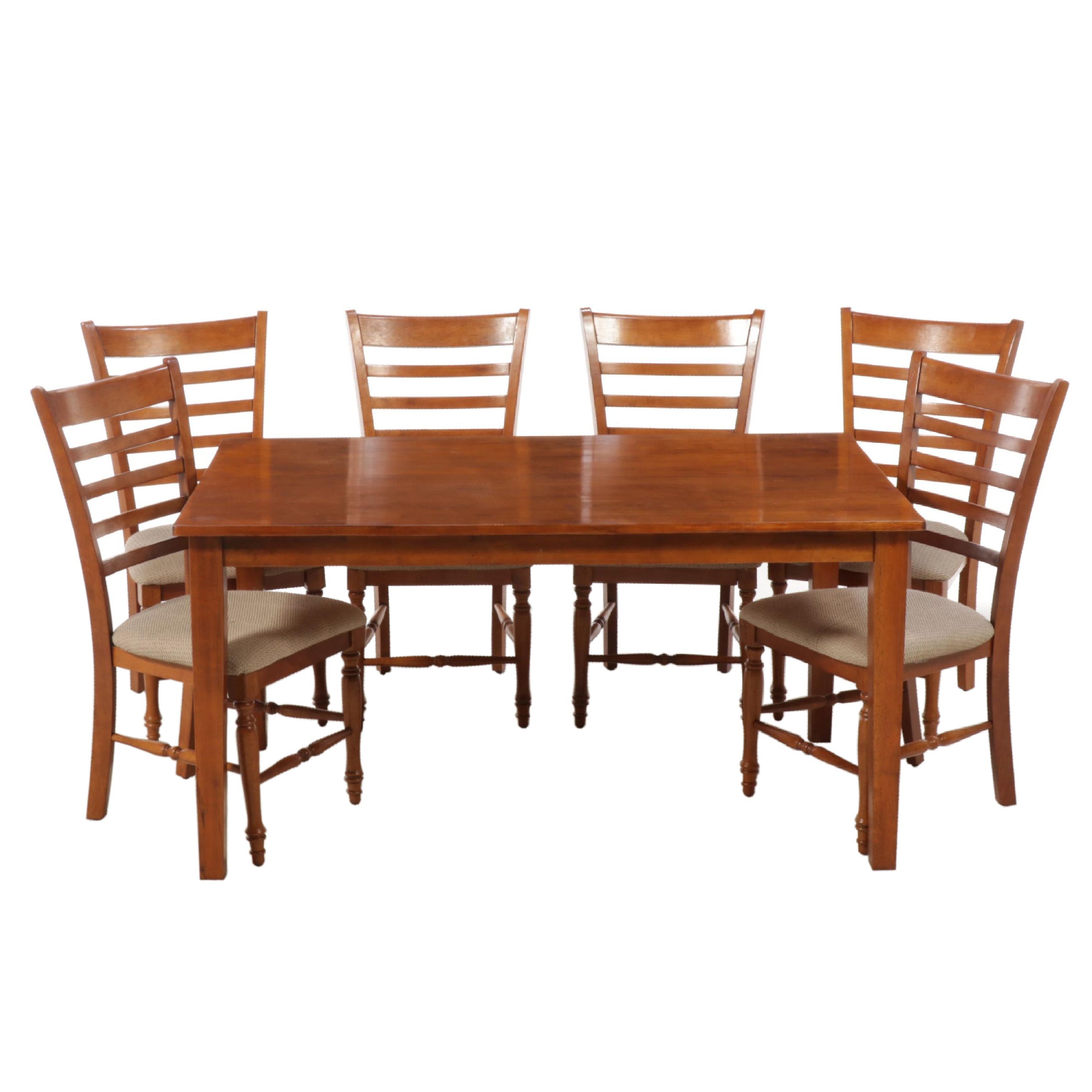 Seven-Piece American Primitive Style Hardwood Dining Set