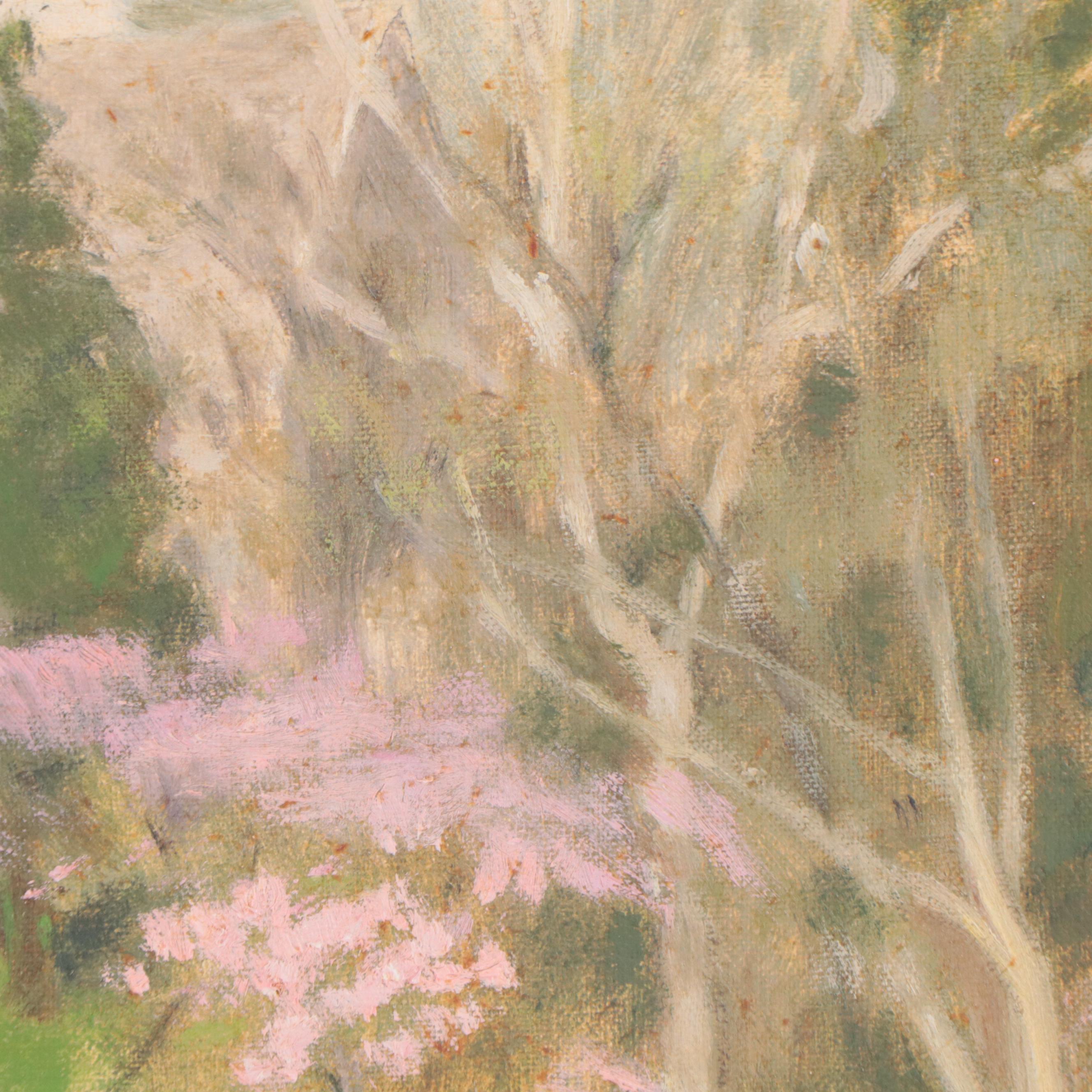 Mary Coleman Allen Oil Painting of Landscape With Church, 1955