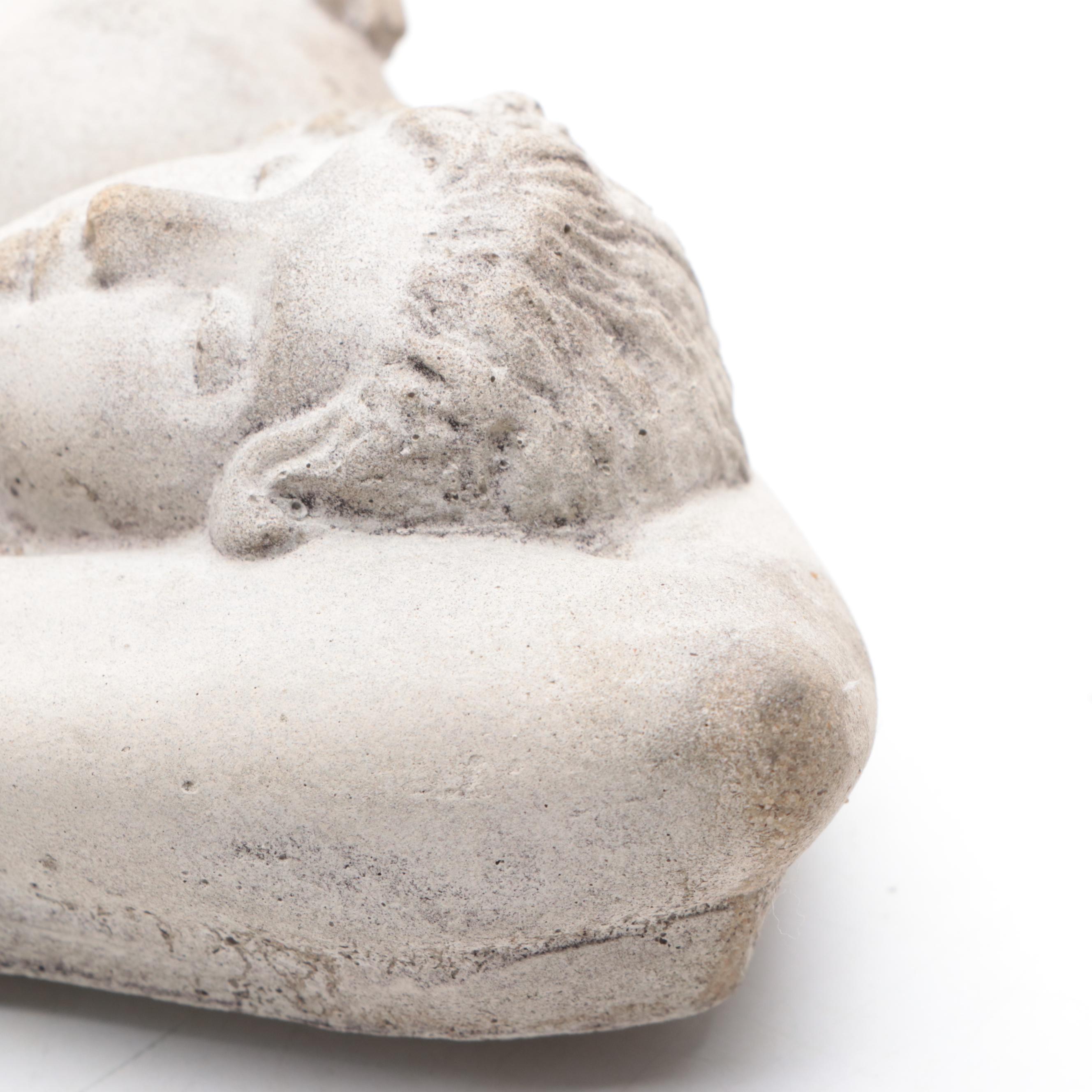 Cast Stone Wall Plaque Depicting Roman Woman with Water Jug