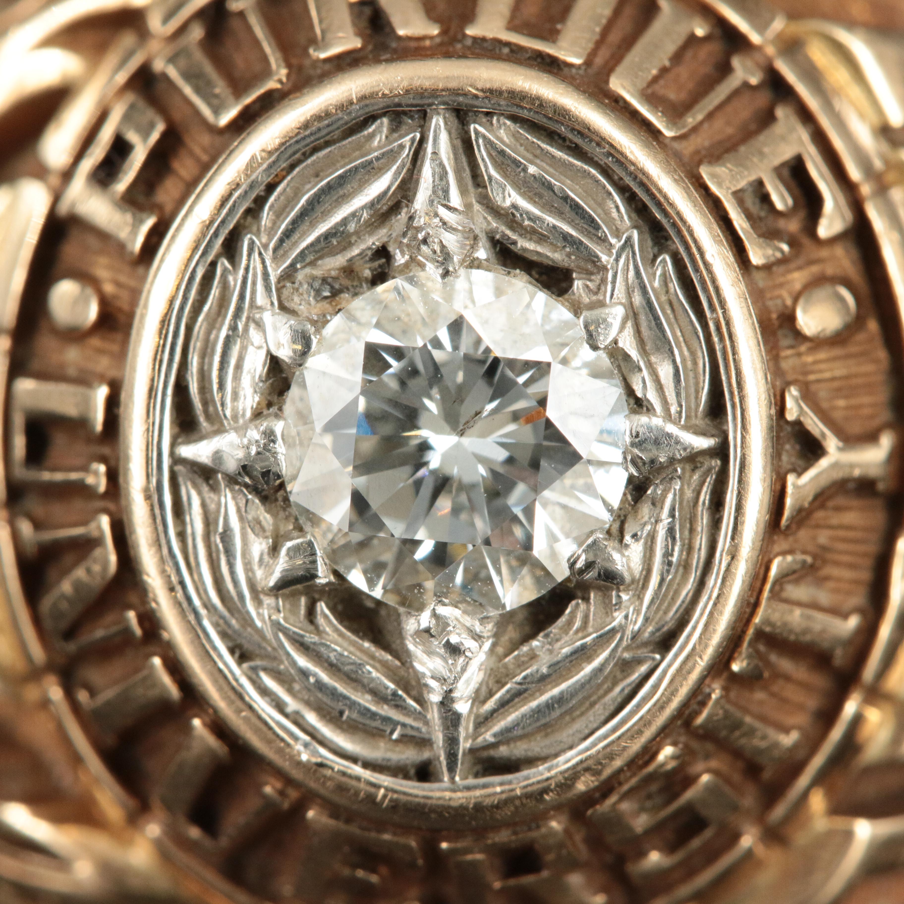 14K 0.75 CT Diamond 1991 Purdue University Class Ring