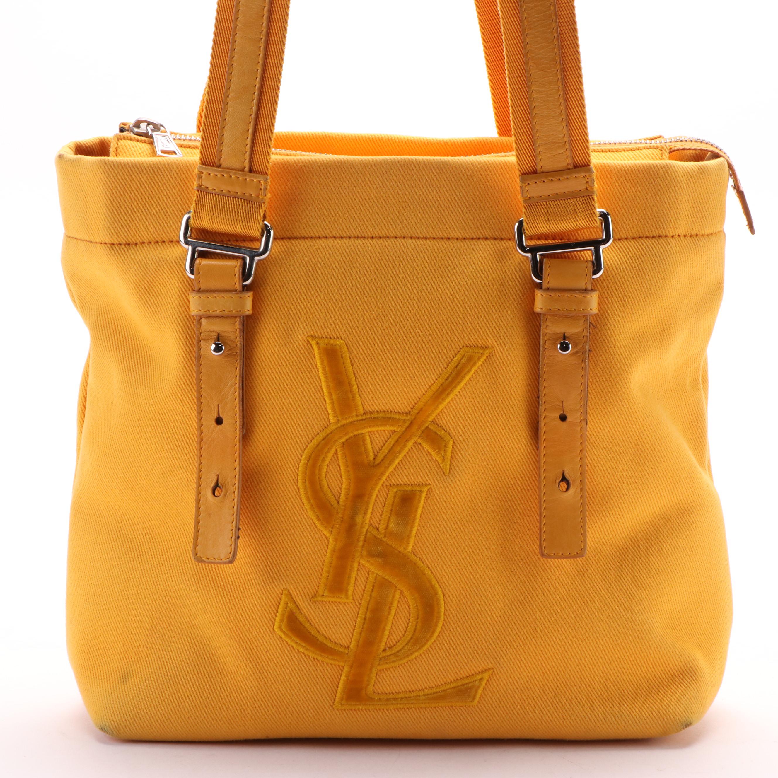 Yves Saint Laurent Kahala Tote in Orange Canvas