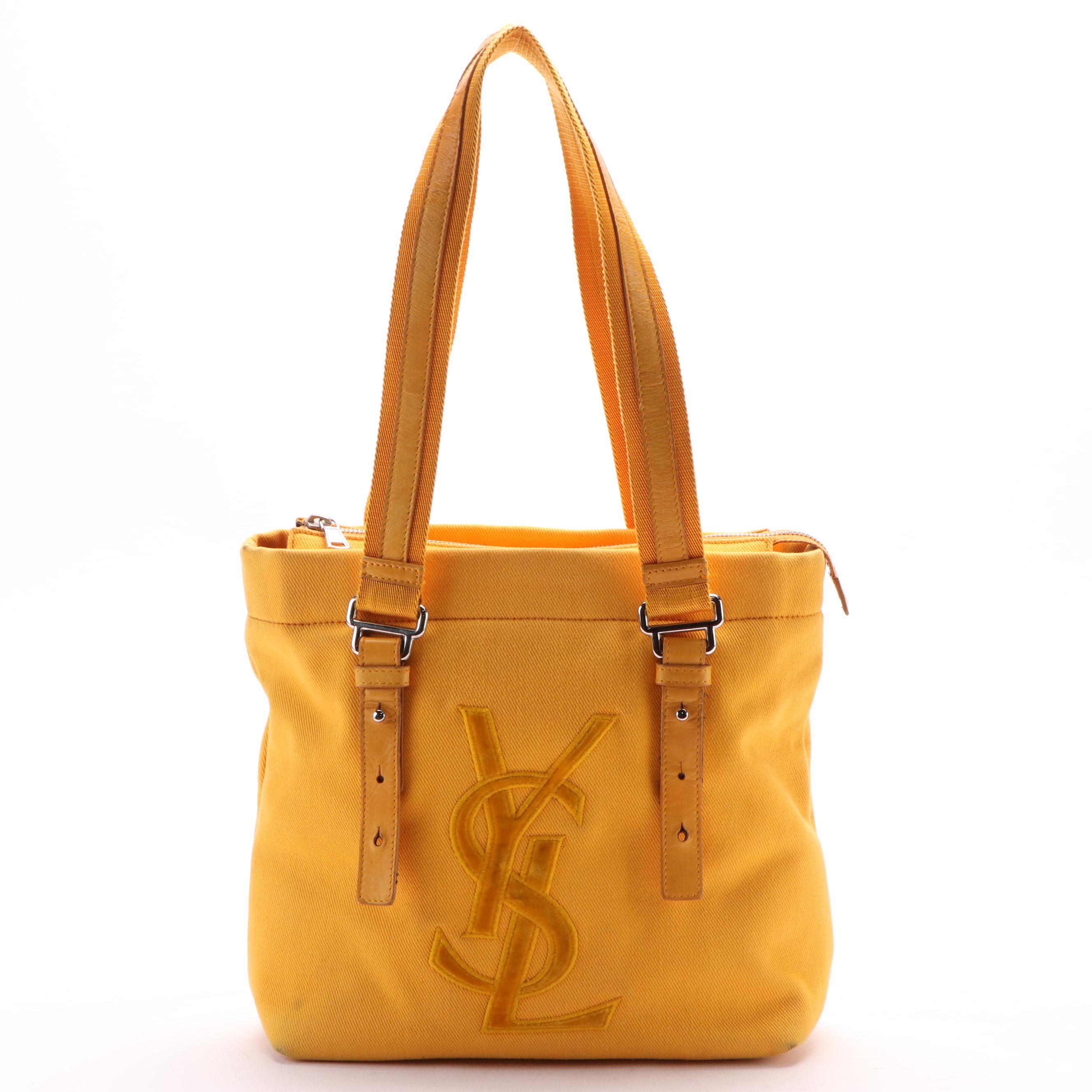 Yves Saint Laurent Kahala Tote in Orange Canvas